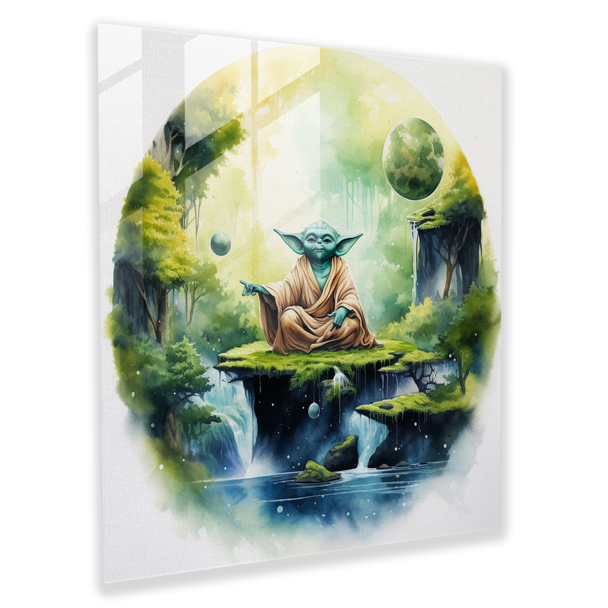 Star Wars Yoda Meditation Glass Print - Star Wars, Glass Art, Modern Art, Yoda