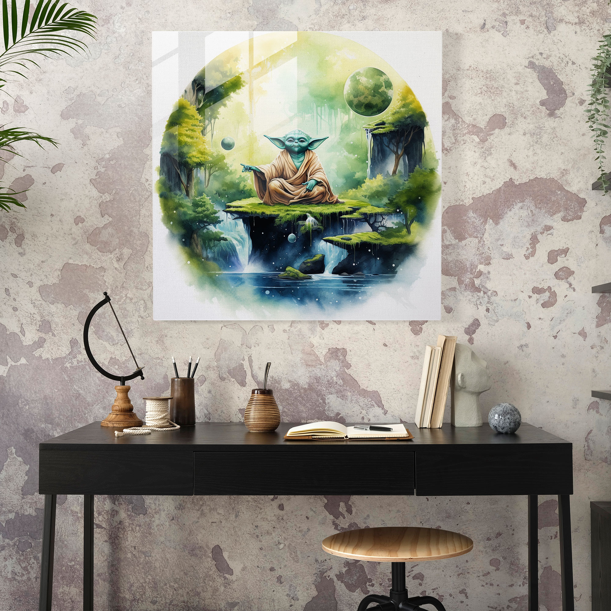 Star Wars Yoda Meditation Glass Print - Star Wars, Glass Art, Modern Art, Yoda