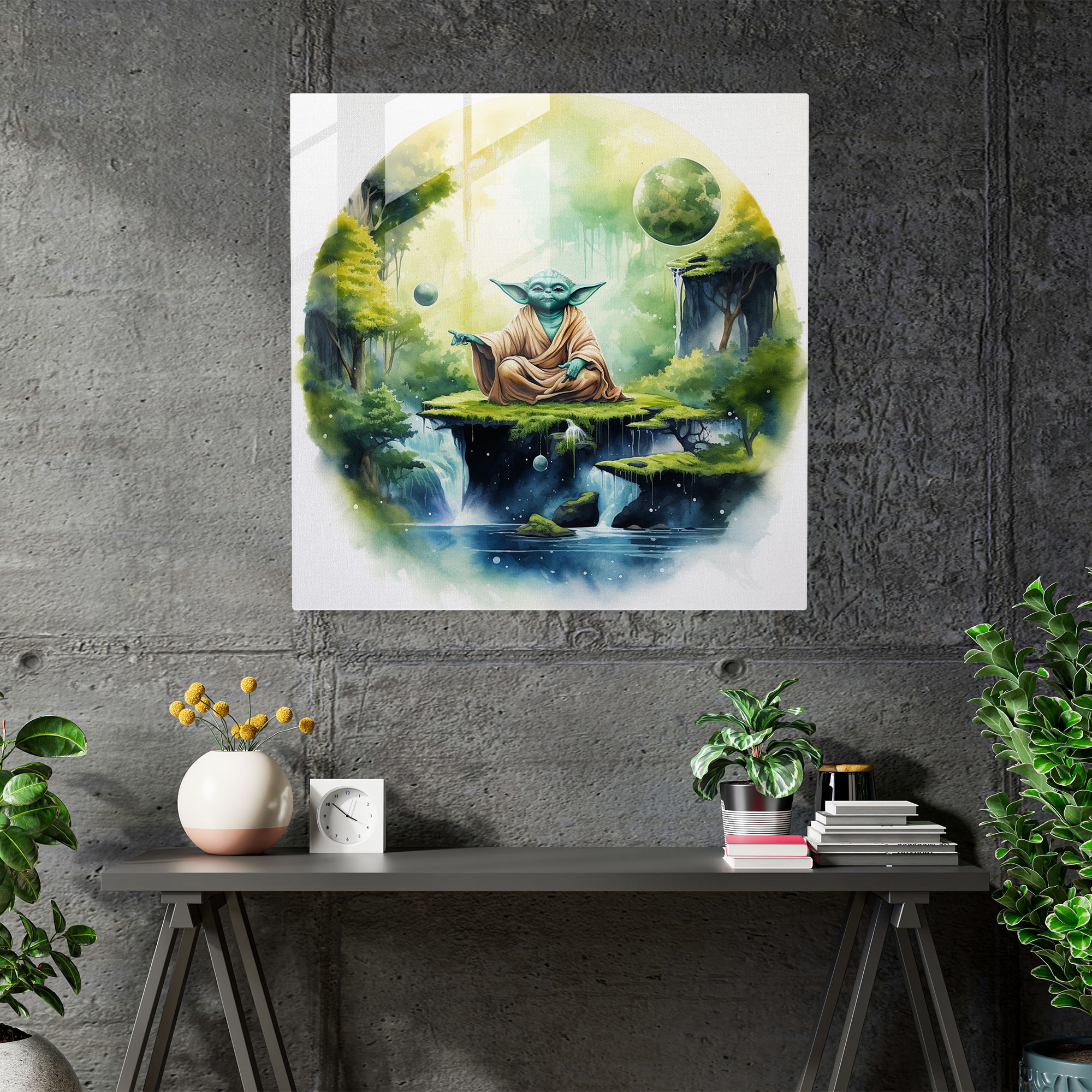 Star Wars Yoda Meditation Glass Print - Star Wars, Glass Art, Modern Art, Yoda