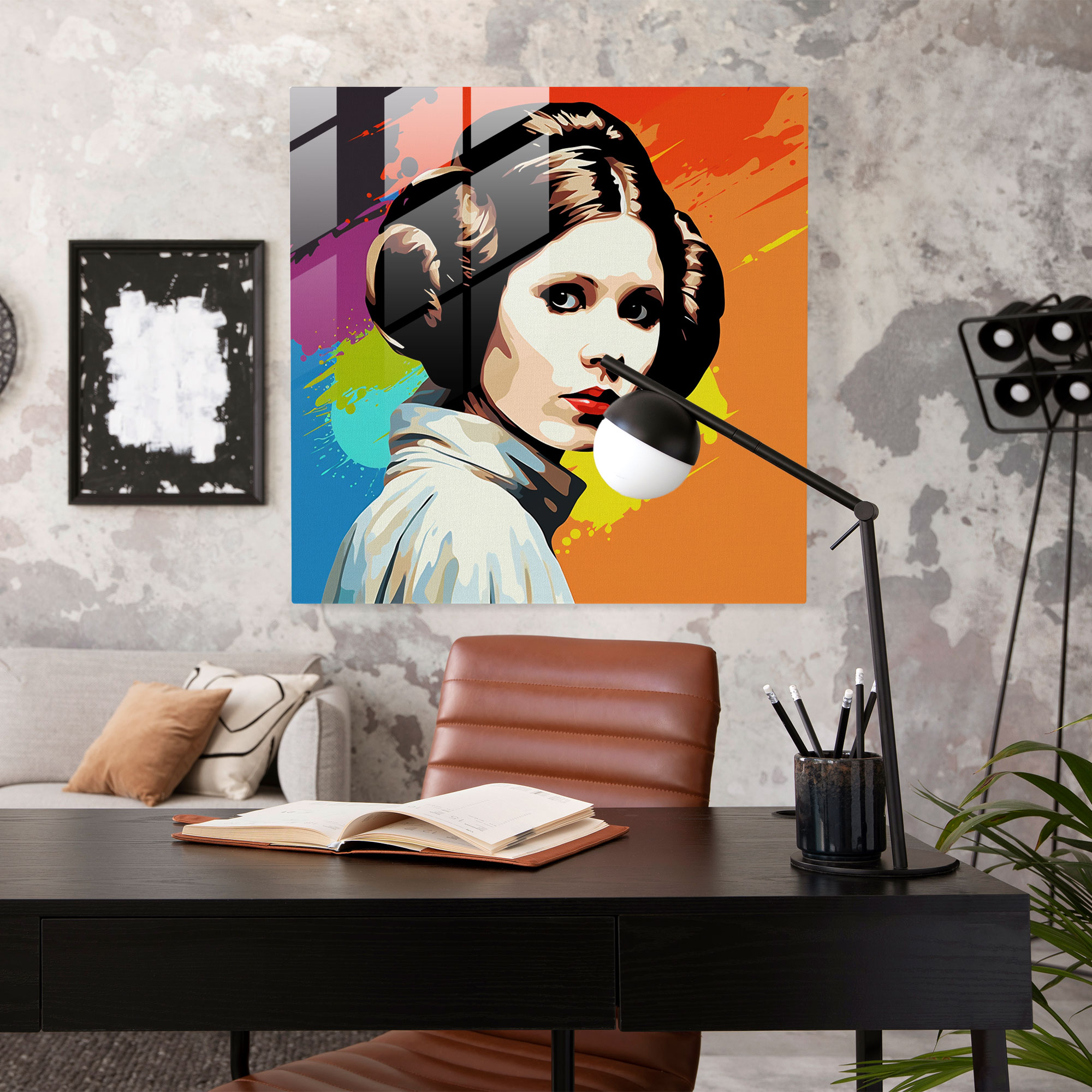 Star Wars Princess Leia Pop Art Glass Print - Star Wars, Glass Print, Princess Leia, Star Wars