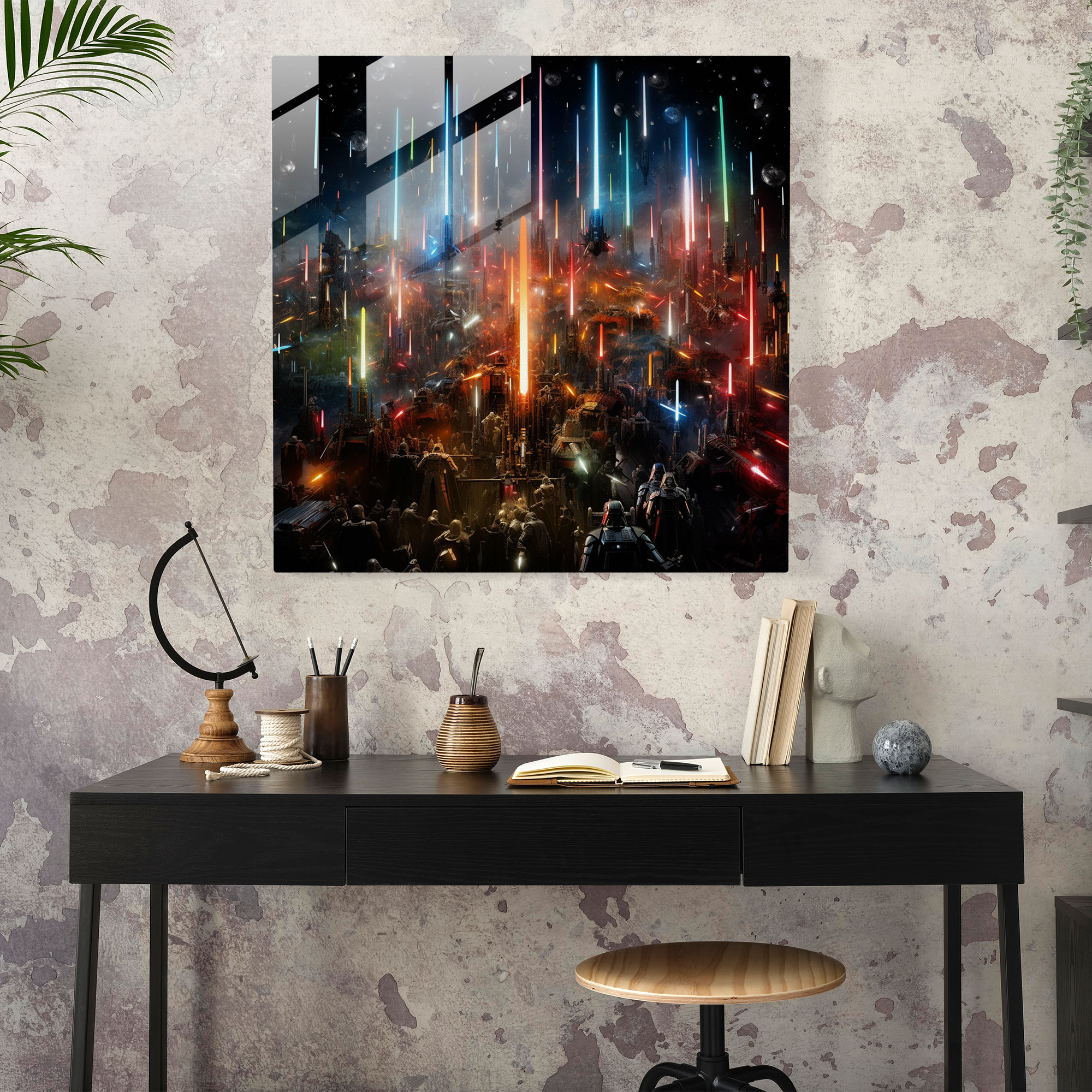 Star Wars Lightsaber Collage Glass Print - Star Wars, Home Decoration, Modern Art, Star Wars
