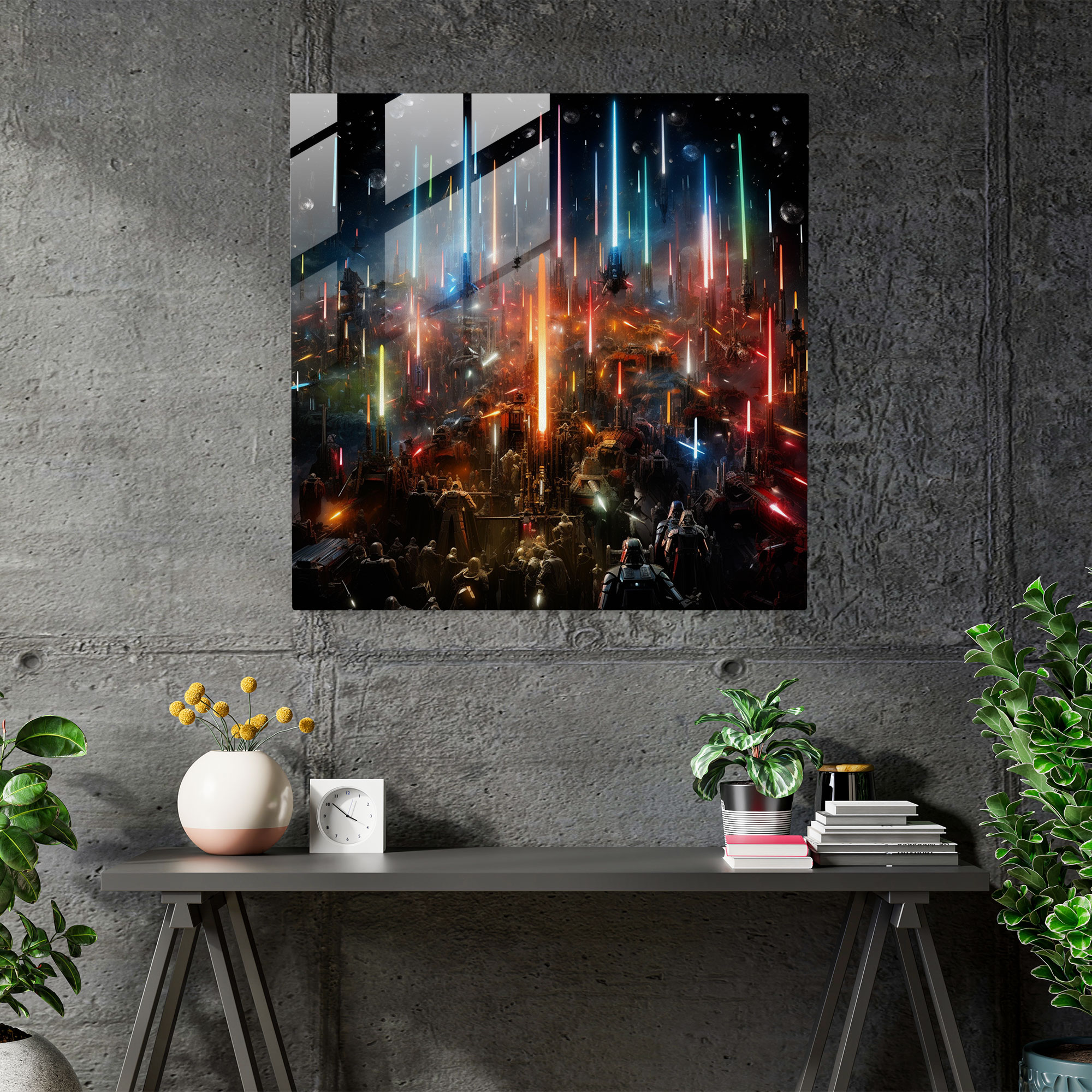 Star Wars Lightsaber Collage Glass Print - Star Wars, Home Decoration, Modern Art, Star Wars