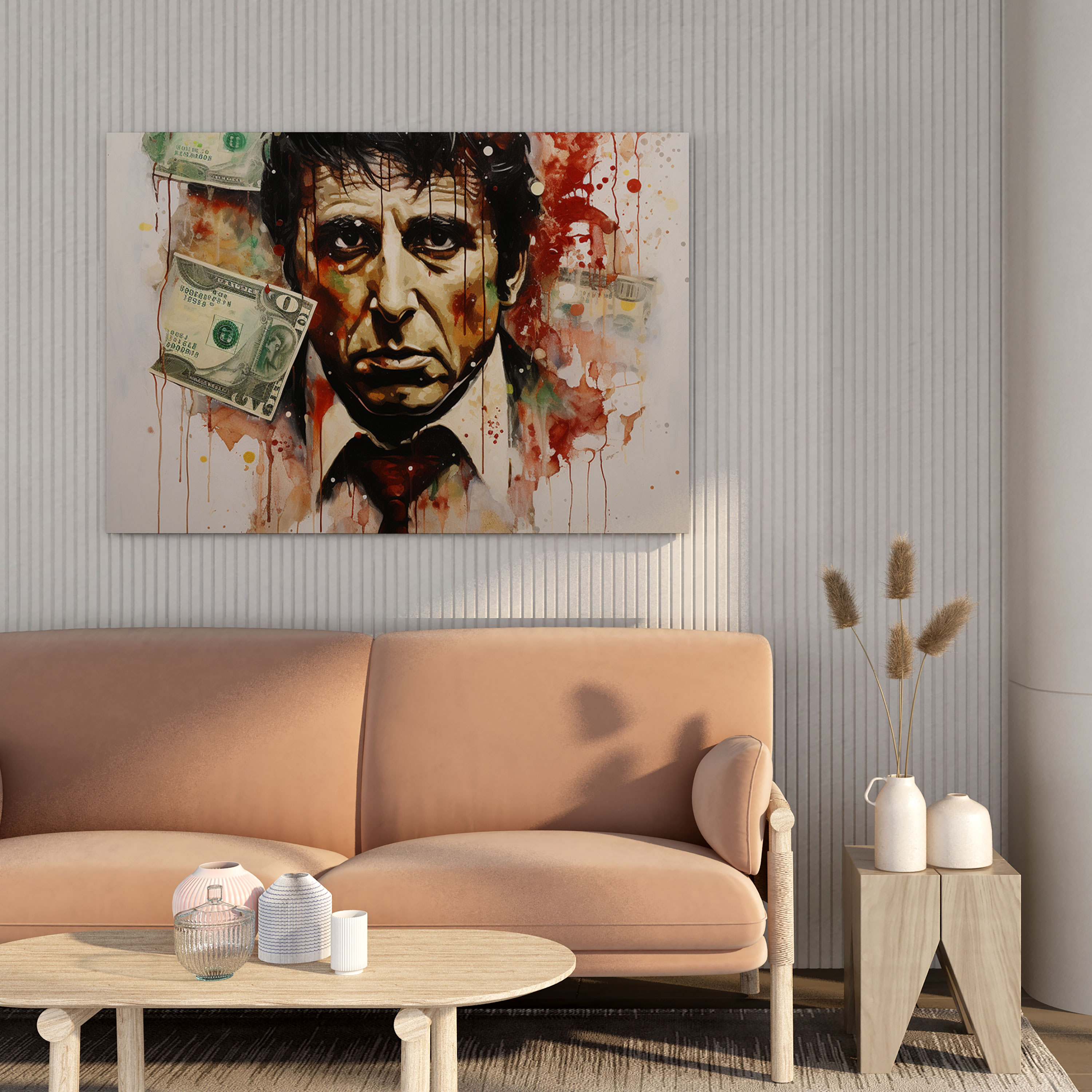 Scarface Canvas Print - Abstract Blood Stained Wall Art - Scarface, Scarface, Dollar Bill, Abstract Painting