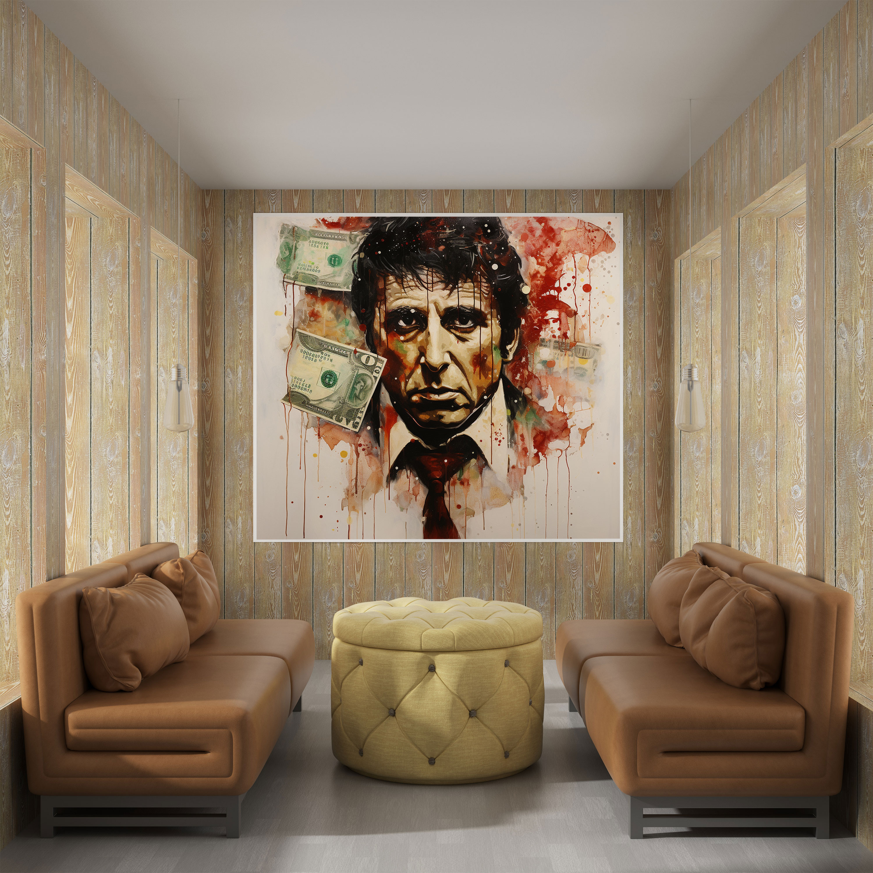 Scarface Canvas Print - Abstract Blood Stained Wall Art - Scarface, Scarface, Dollar Bill, Abstract Painting