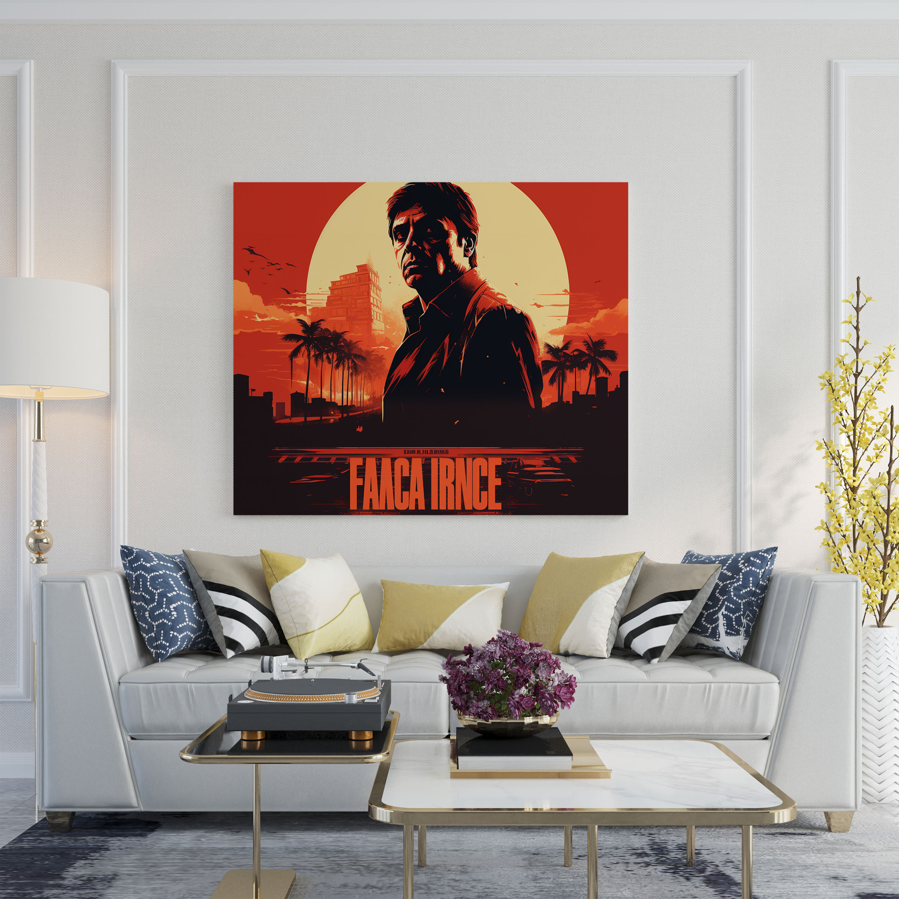 Scarface Canvas Print - Movie Poster Style Wall Art - Scarface, Tony Montana Silhouette, Wall Art, Canvas