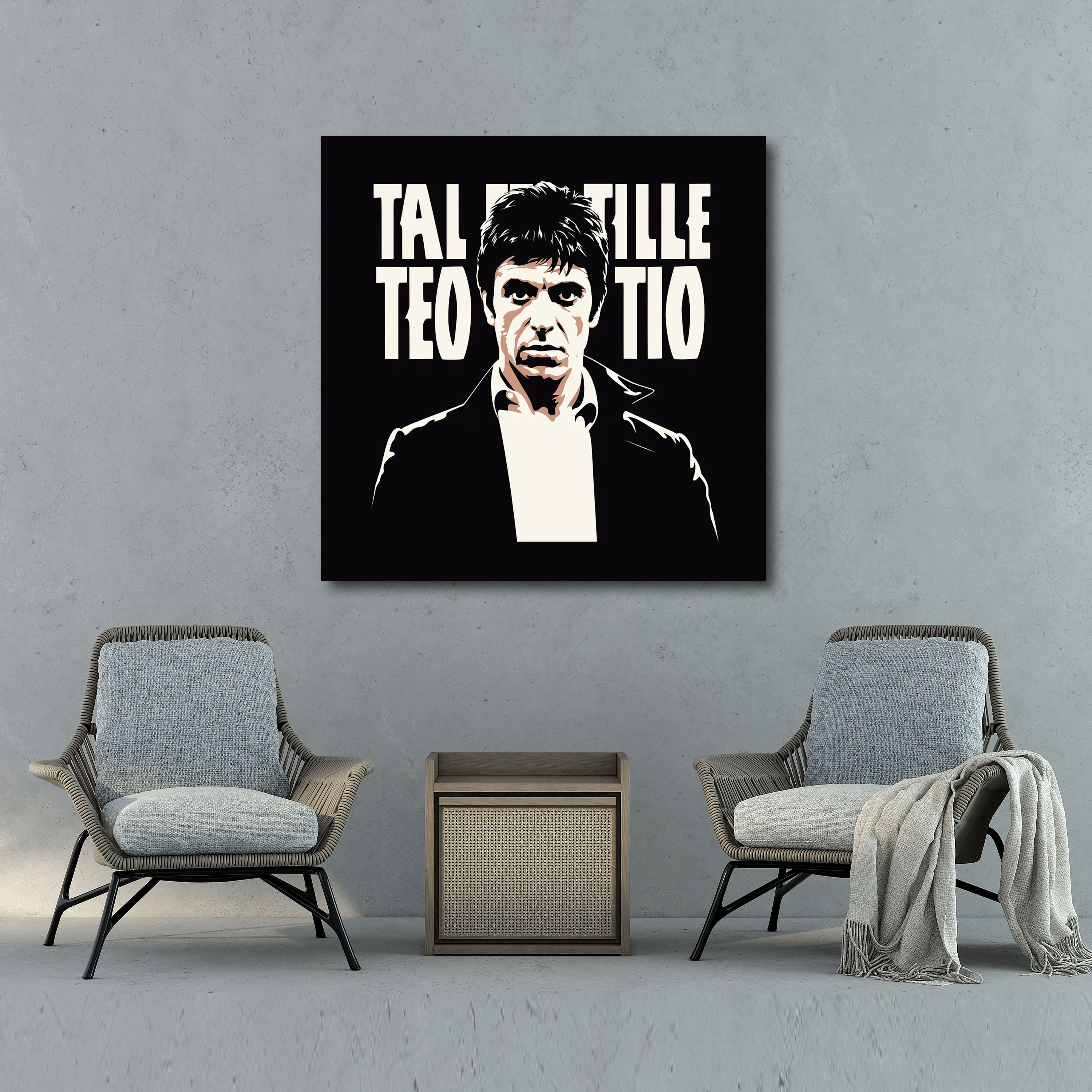 Scarface Canvas Print - Minimalist Black & White Wall Art - Scarface, Tony Montana, Canvas, Minimalist Design