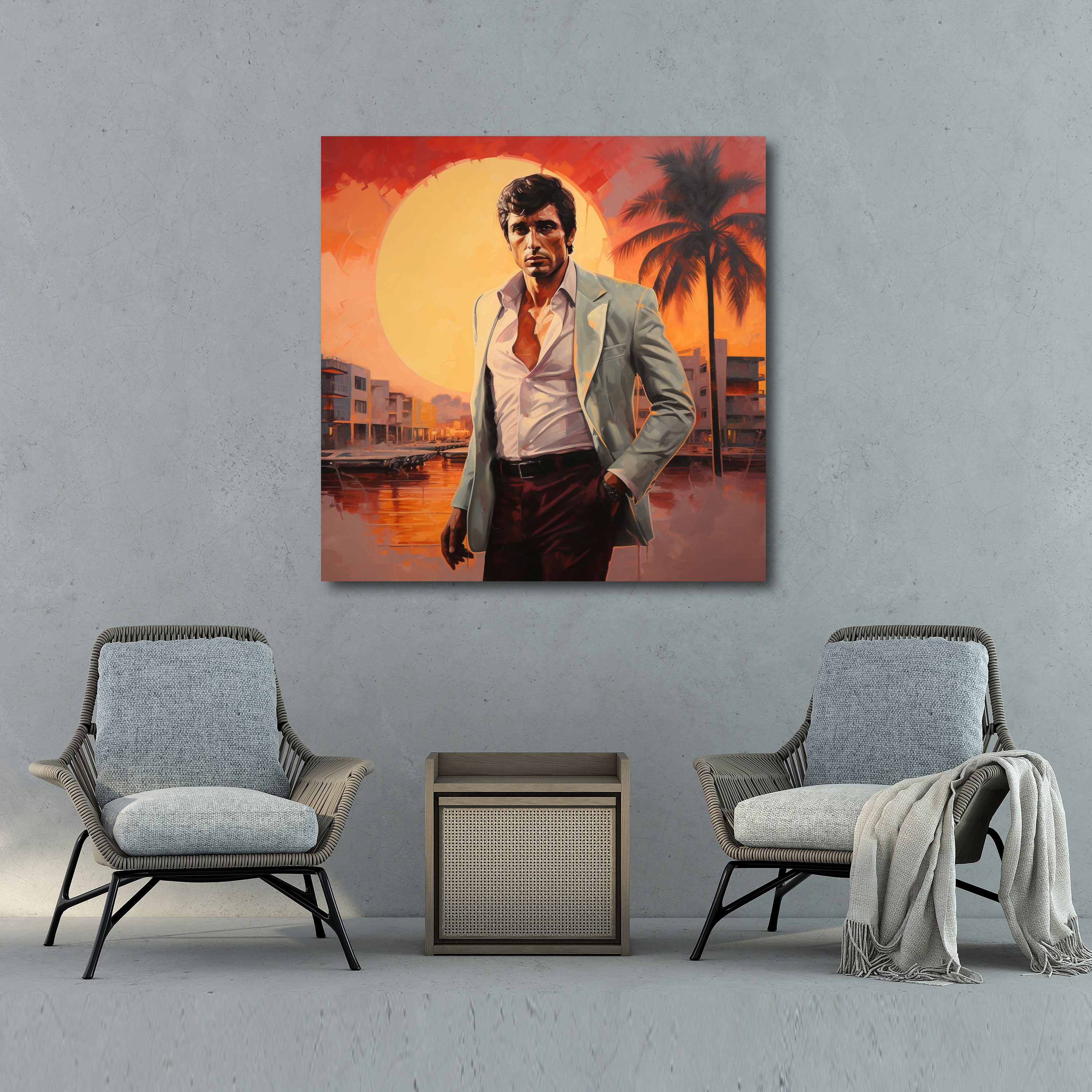 Scarface Canvas Print - Vintage Miami Sunset Wall Art - Scarface, Canvas Wall Art, Canvas, Wall Decoration
