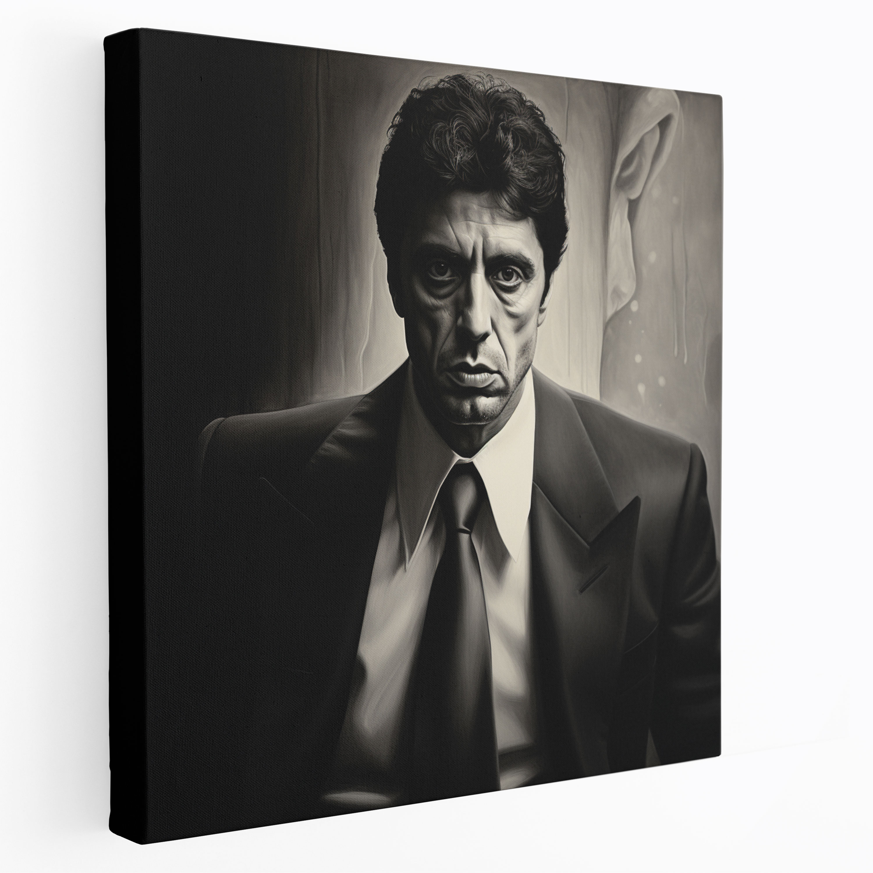 Scarface Wall Decoration - Scarface, Realistic Portrait, Black And White, Wall Decoration