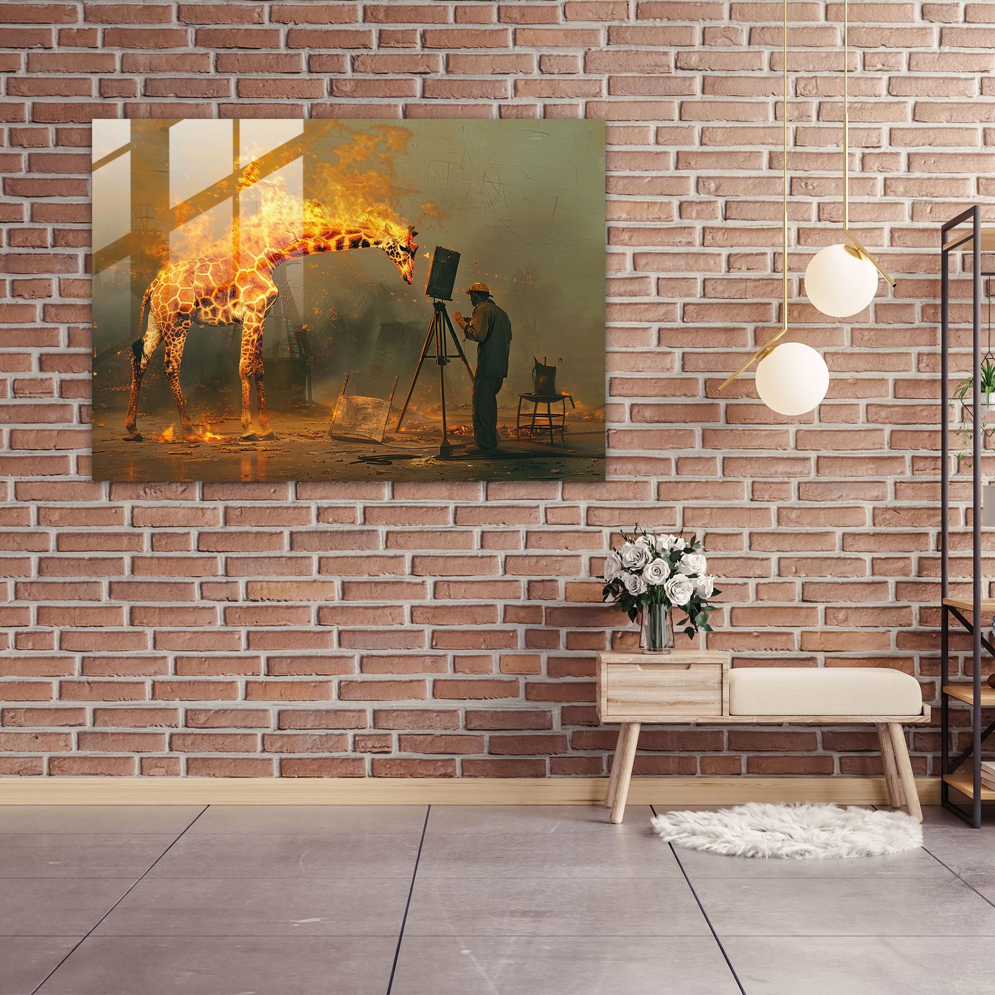 The Burning Giraffe Glass Print - Salvador Dali, Glass Wall Art, Glass Print, Salvador Dali