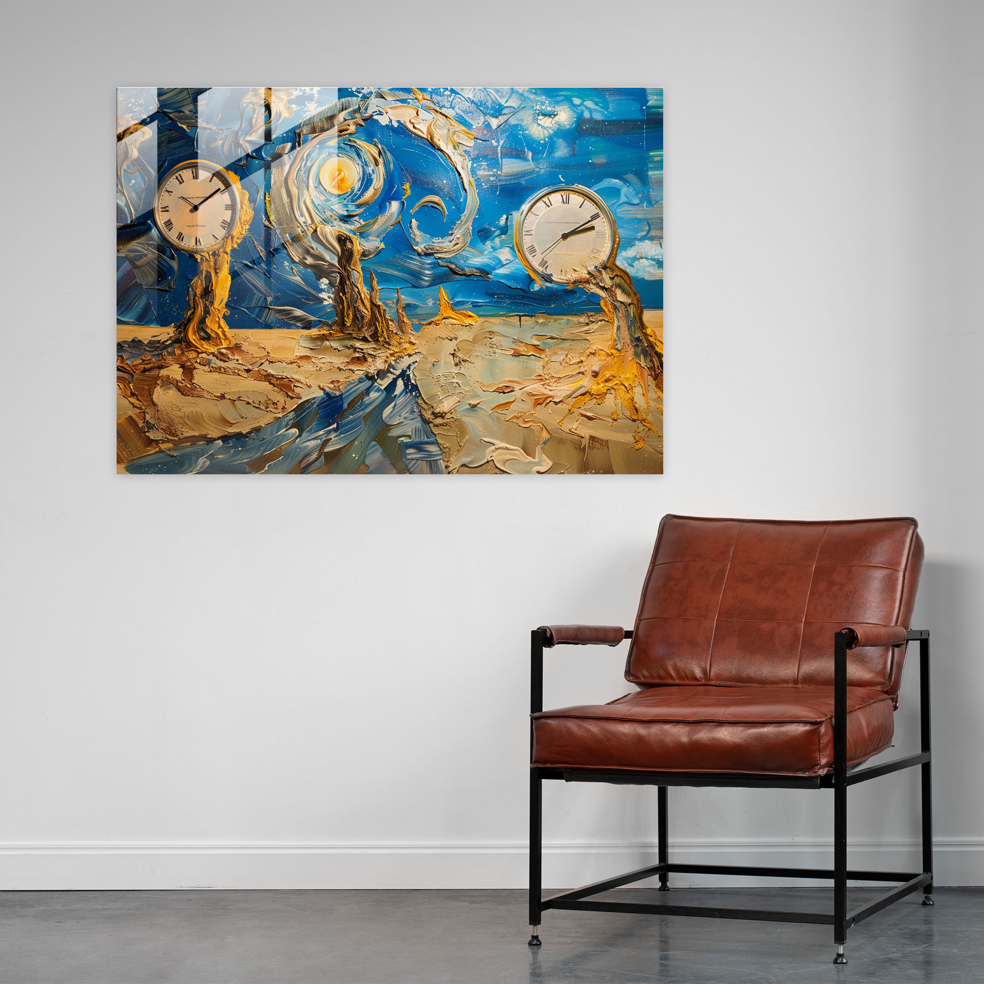Salvador Dali Glass Print - Melting Clocks - Salvador Dali, Home Decoration, Glass Wall Art, Wall Decoration