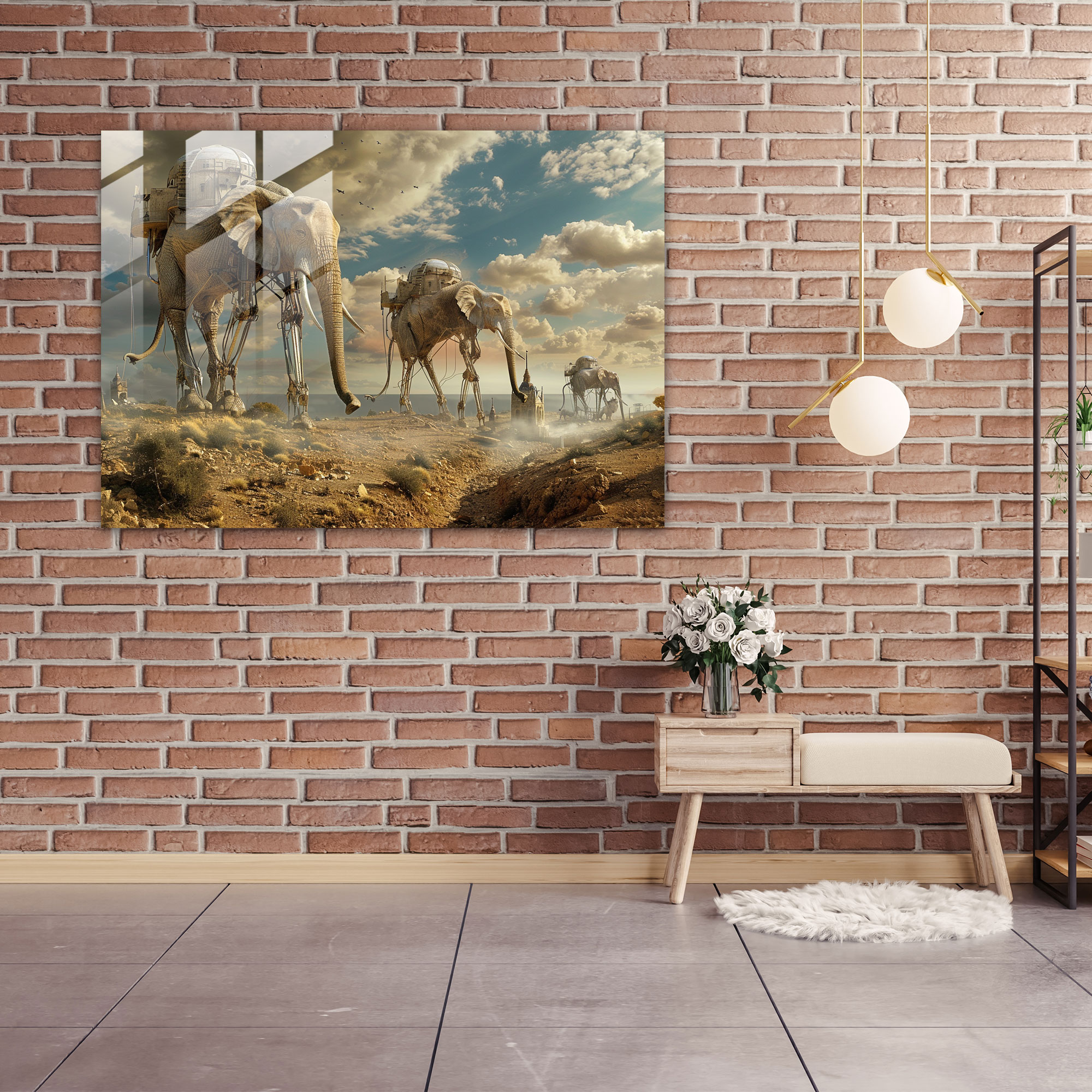 Salvador Dali Glass Wall Art - Long Legged Elephants - Salvador Dali, Home Decoration, Glass Art, Dreamlike