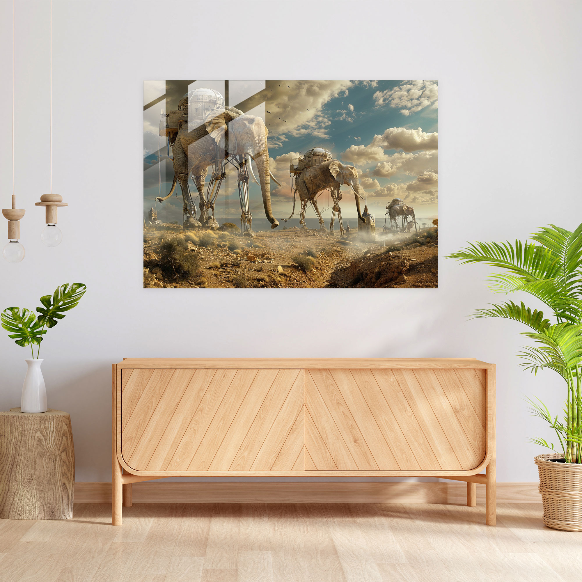 Salvador Dali Glass Wall Art - Long Legged Elephants - Salvador Dali, Home Decoration, Glass Art, Dreamlike