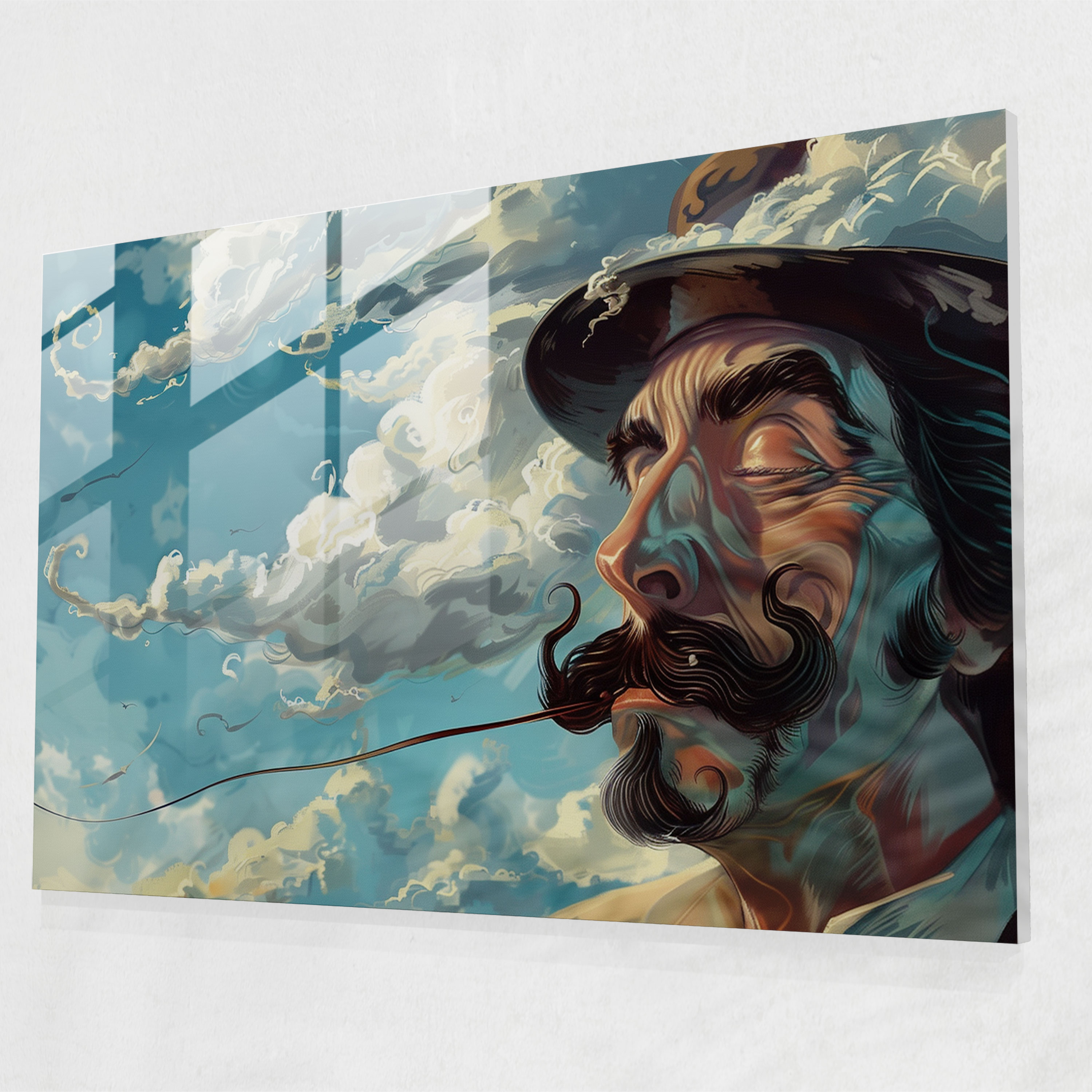Salvador Dali Glass Wall Art - Mustachioed Man - Salvador Dali, Wall Decoration, Glass Wall Art, Salvador Dali