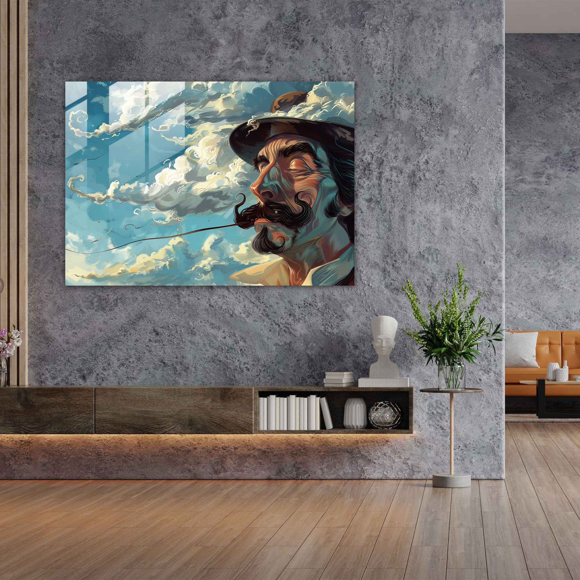 Salvador Dali Glass Wall Art - Mustachioed Man - Salvador Dali, Wall Decoration, Glass Wall Art, Salvador Dali