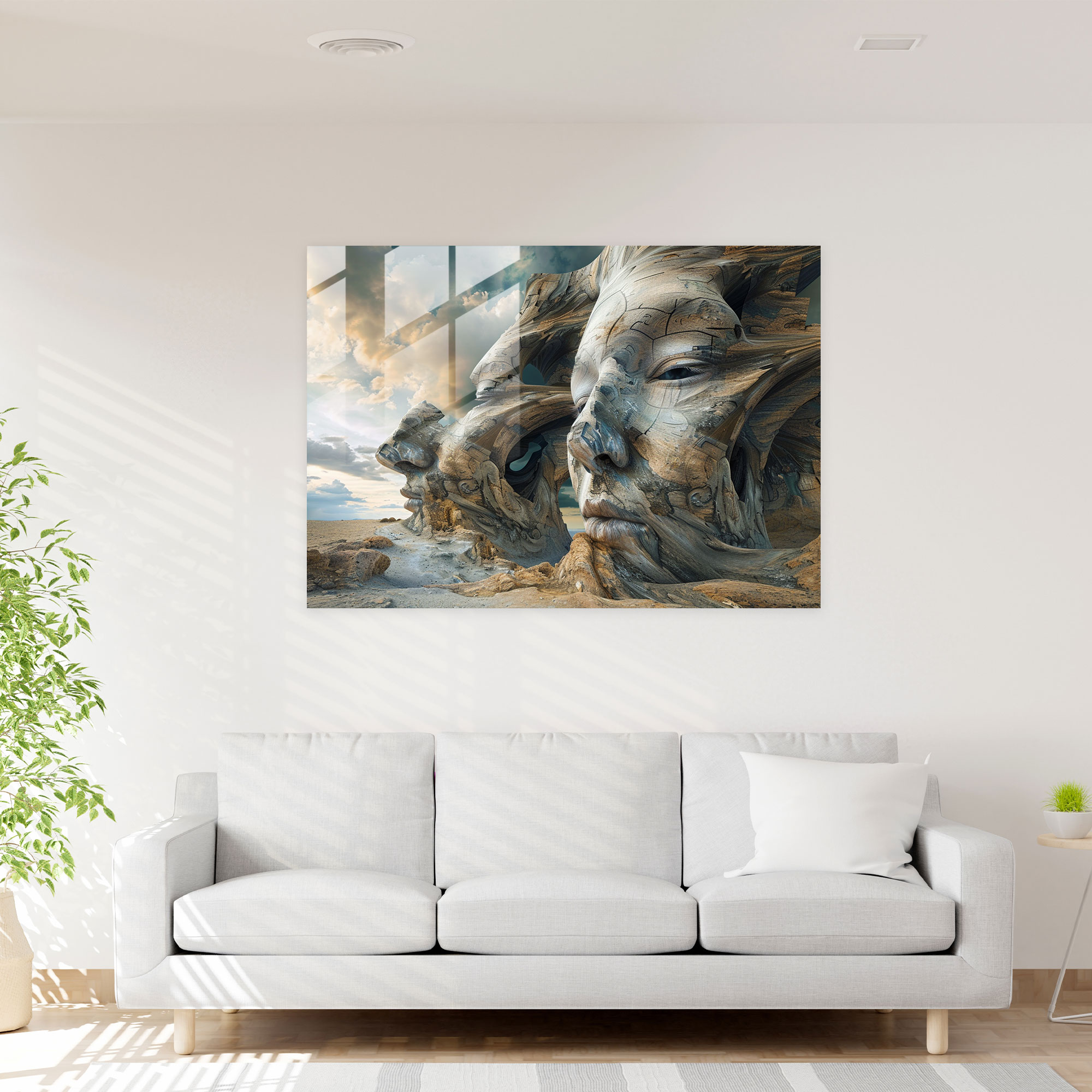 Salvador Dali Glass Print - Distorted Faces - Salvador Dali, Glass Art, Distorted, Abstract