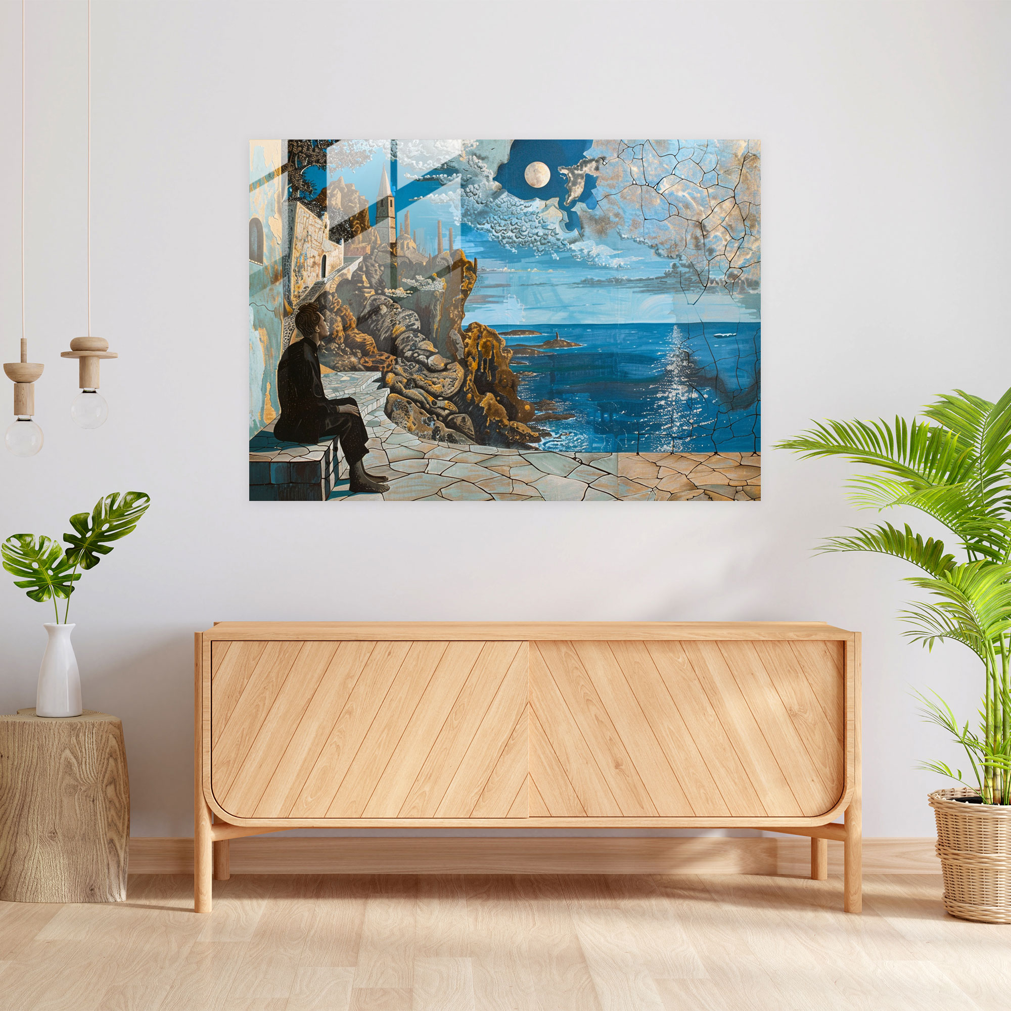 Salvador Dali Glass Wall Art - Gala And The Mediterranean Sea - Salvador Dali, Salvador Dali, Home Decoration, Glass Wall Art