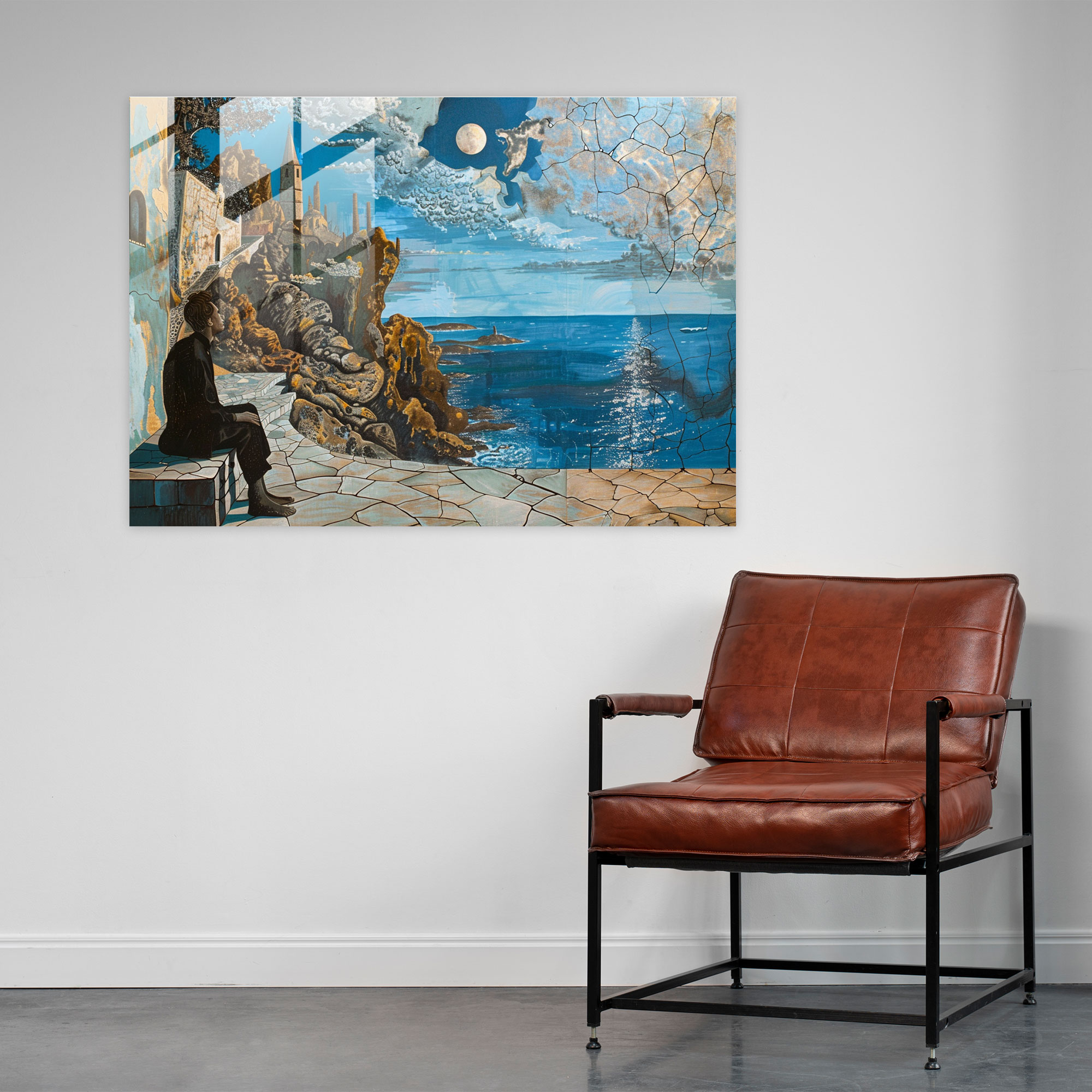 Salvador Dali Glass Wall Art - Gala And The Mediterranean Sea - Salvador Dali, Salvador Dali, Home Decoration, Glass Wall Art
