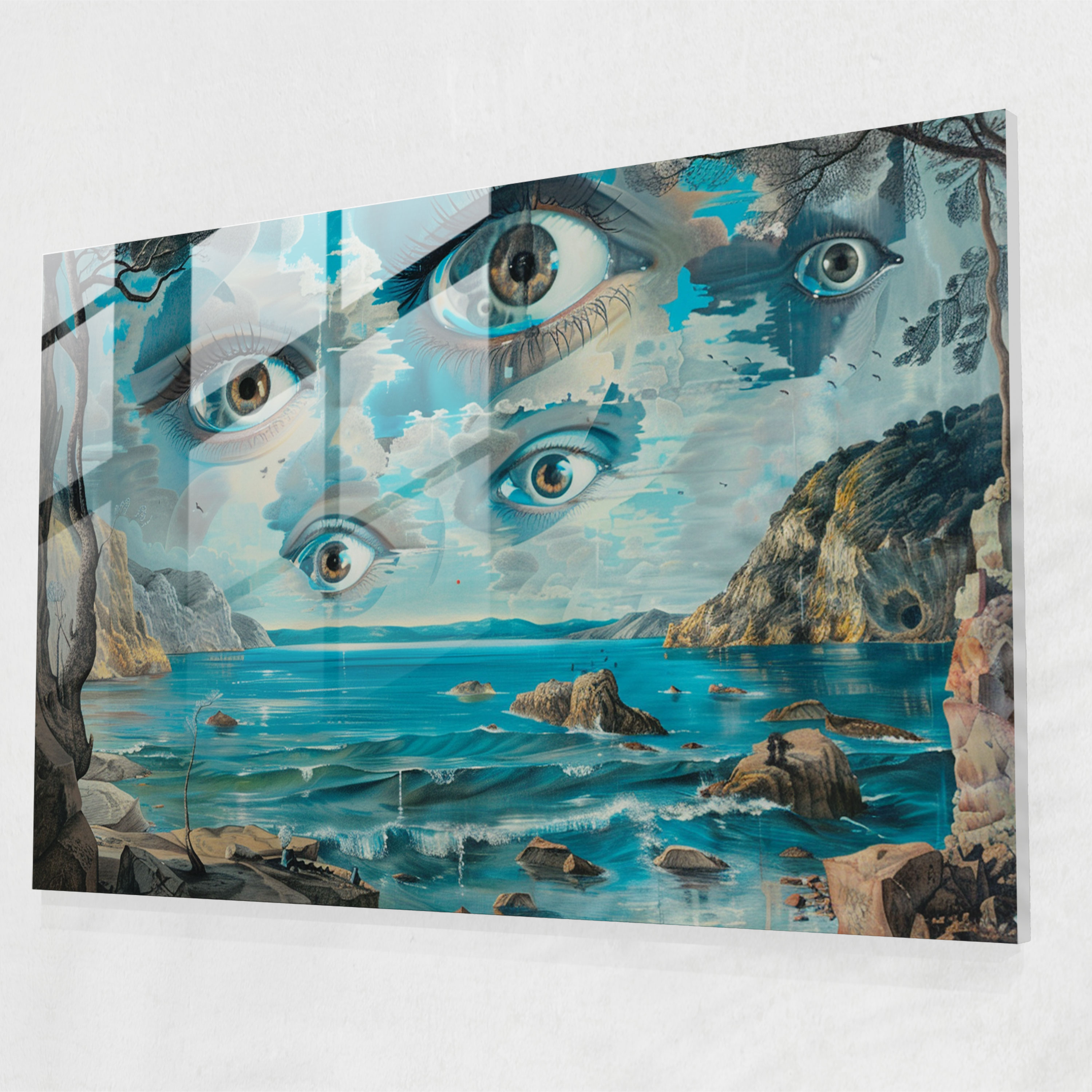 Floating Eyes Glass Wall Art - Salvador Dali, Glass Wall Art, Salvador Dali, Home Decoration