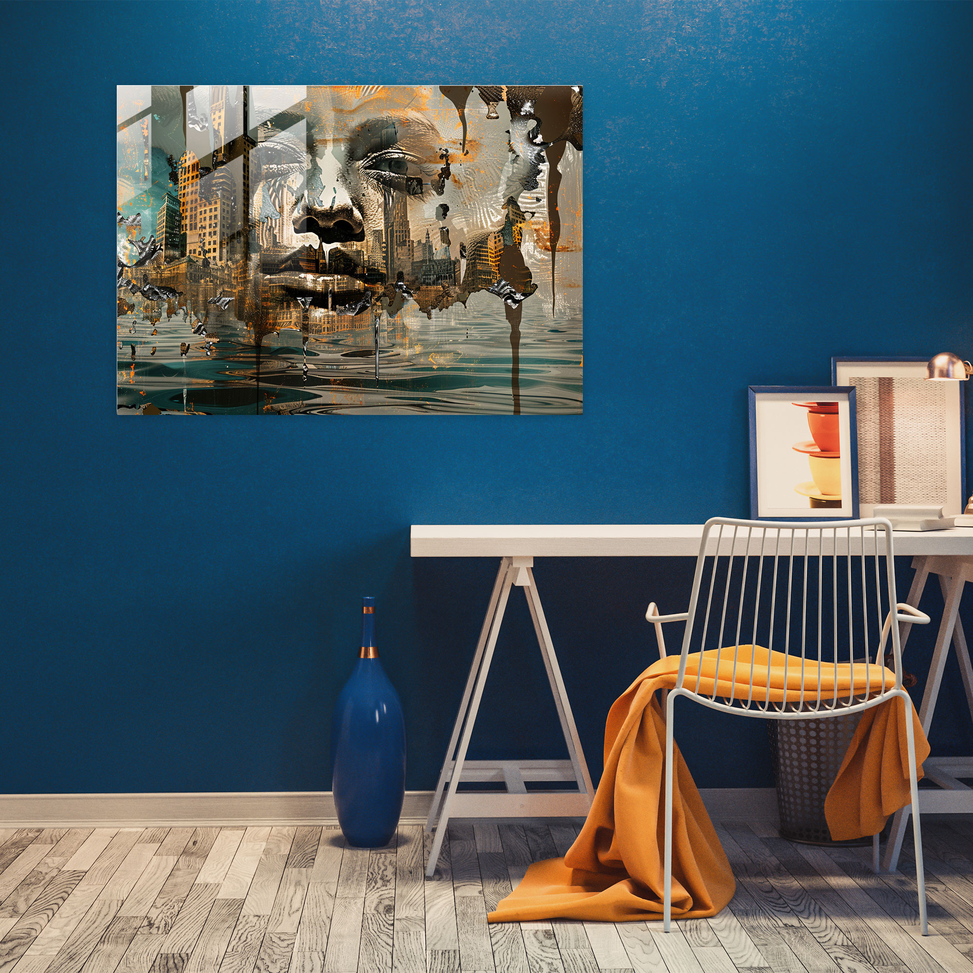 Melting Faces Glass Print - Salvador Dali, Modern Art, Home Decoration, Glass Art