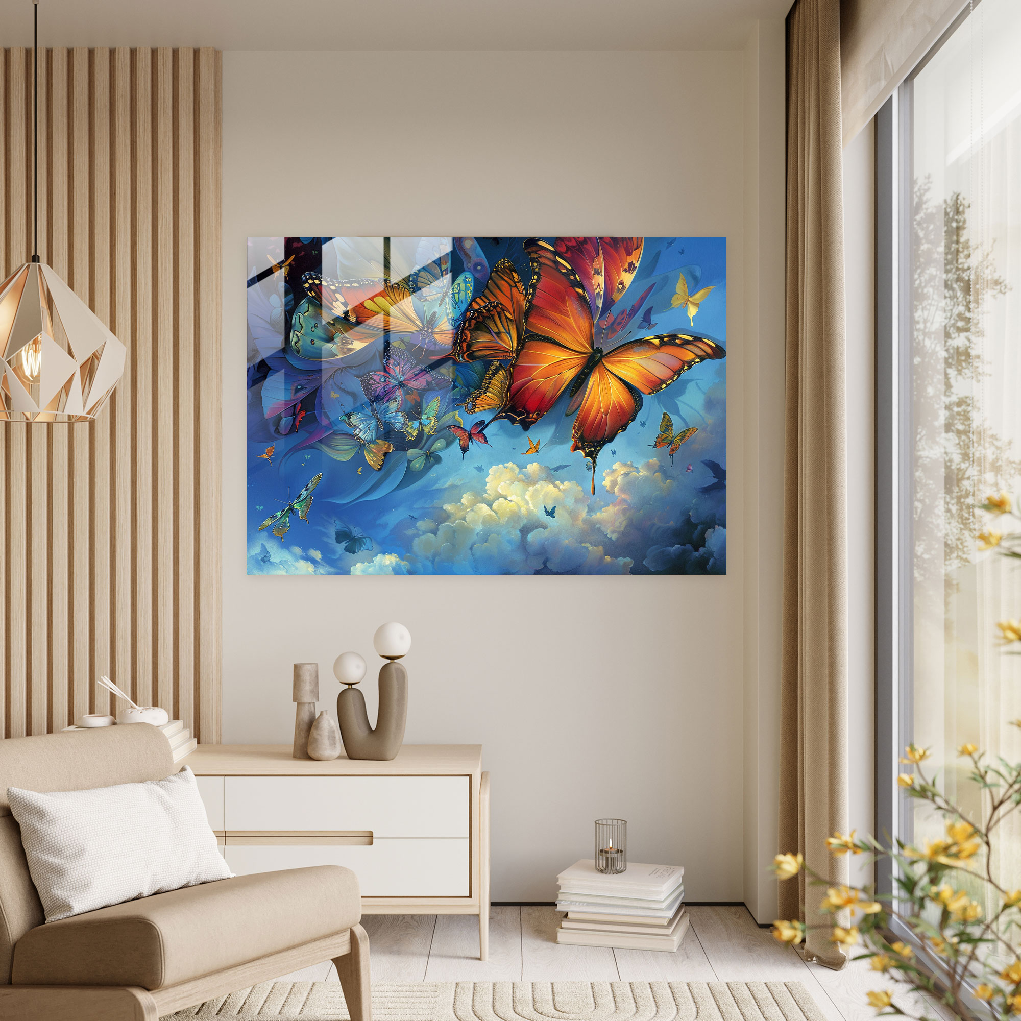 Canlı Kelebekler Cam Sanatı - Salvador Dali Modern Sanat Ev Dekorasyonu Cam Sanatı