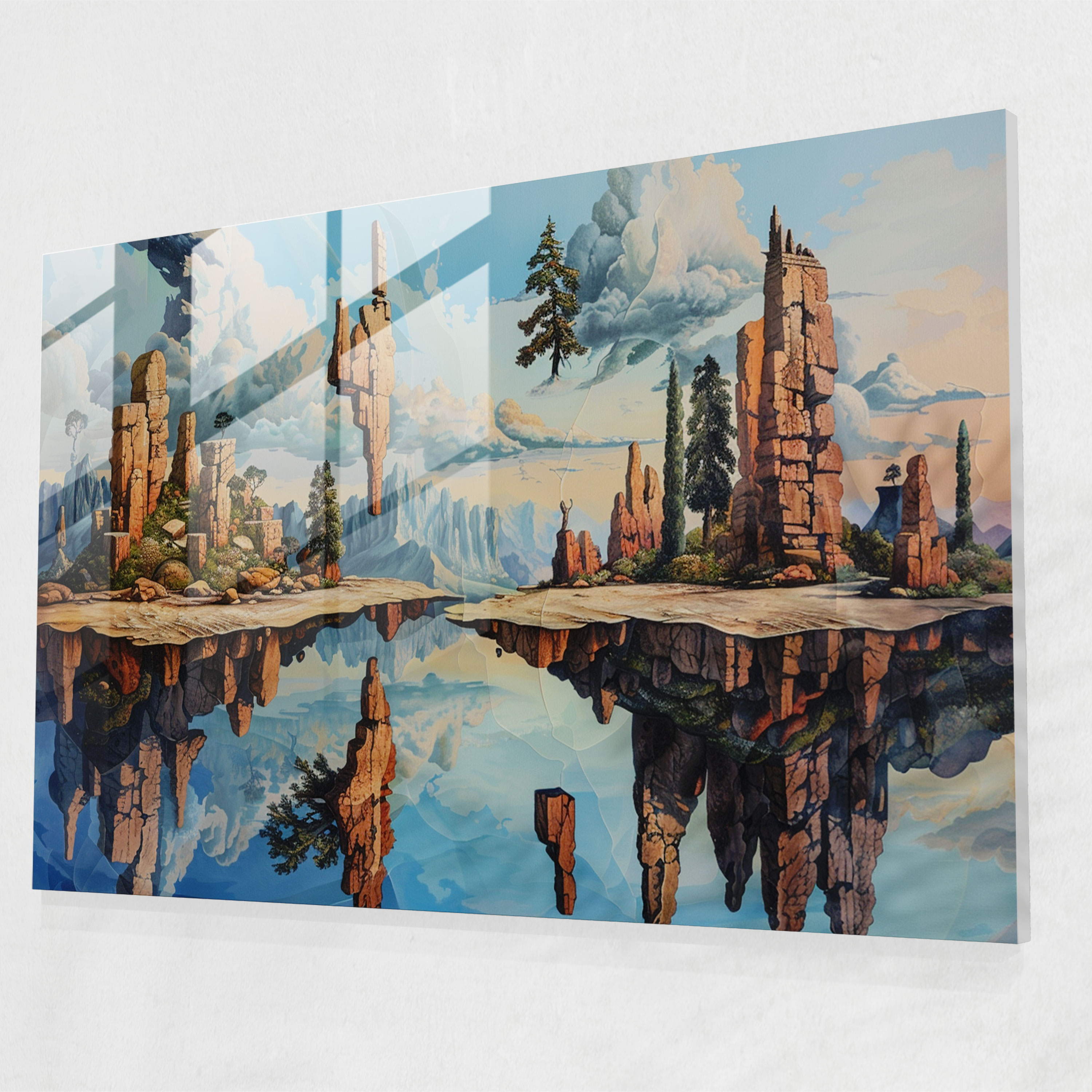 Floating Landscapes Glass Print - Salvador Dali, Home Decoration, Salvador Dali, Modern Art
