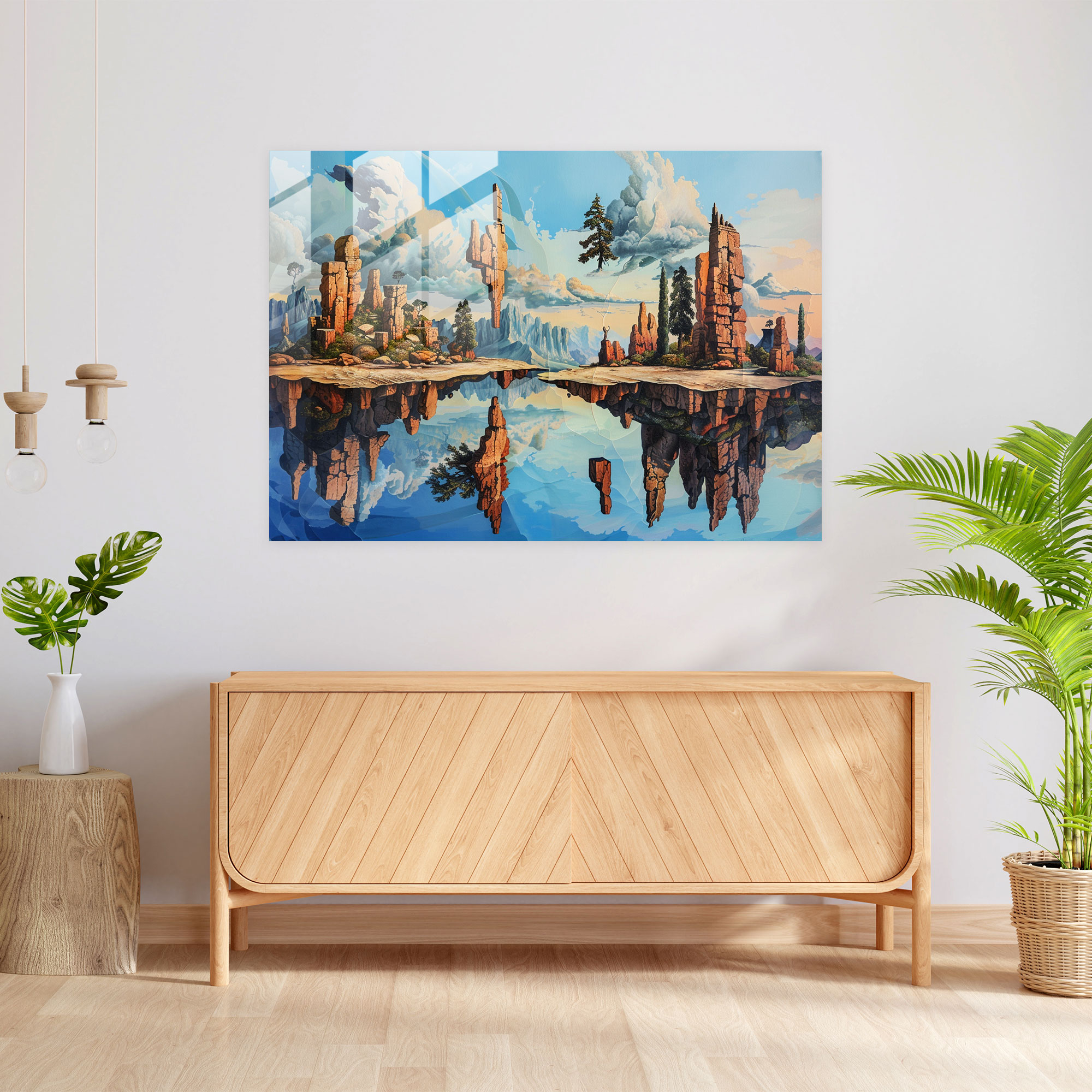 Floating Landscapes Glass Print - Salvador Dali, Home Decoration, Salvador Dali, Modern Art