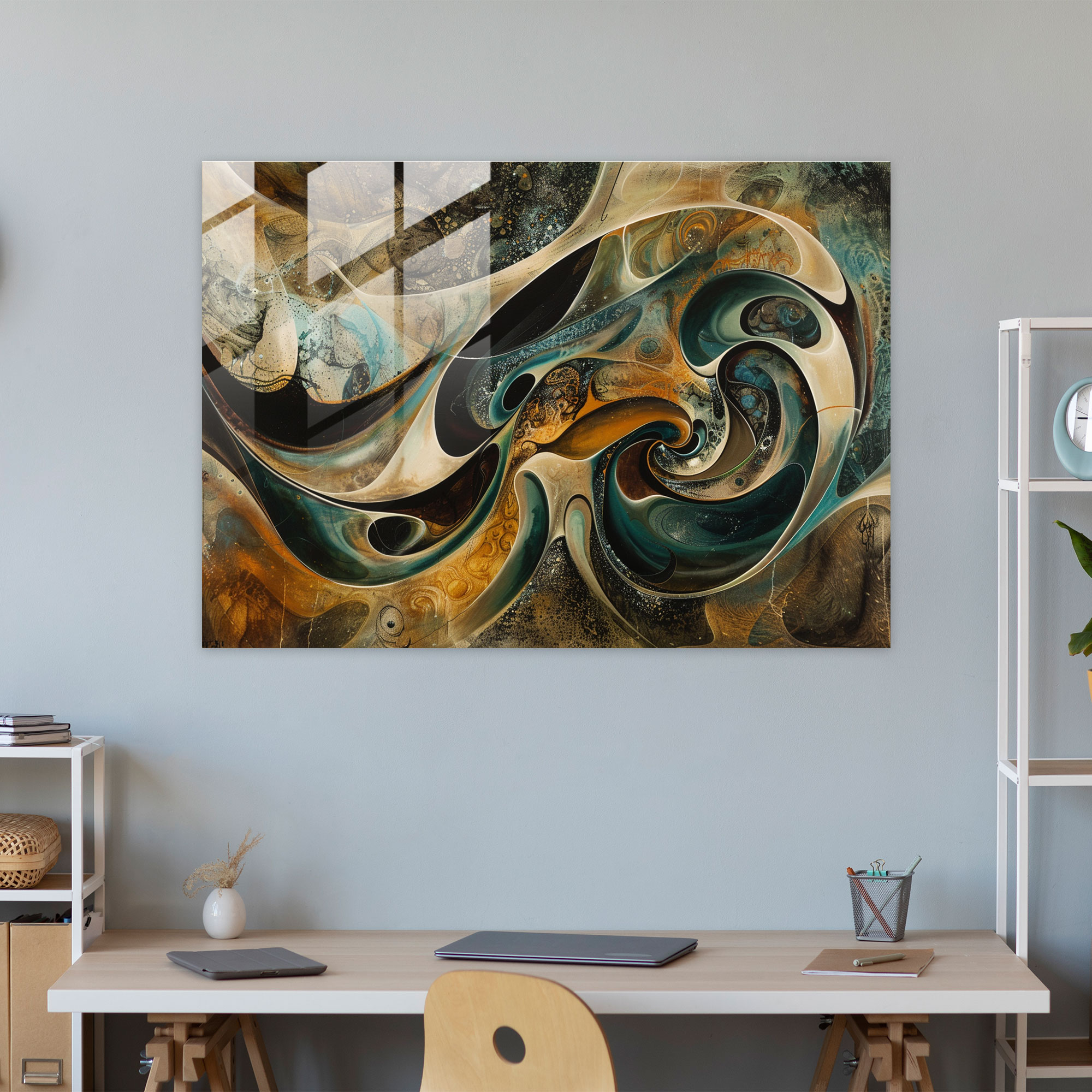 Kozmik Şekiller Cam Tablo Sanatı - Salvador Dali Modern Sanat Ev Dekorasyonu
