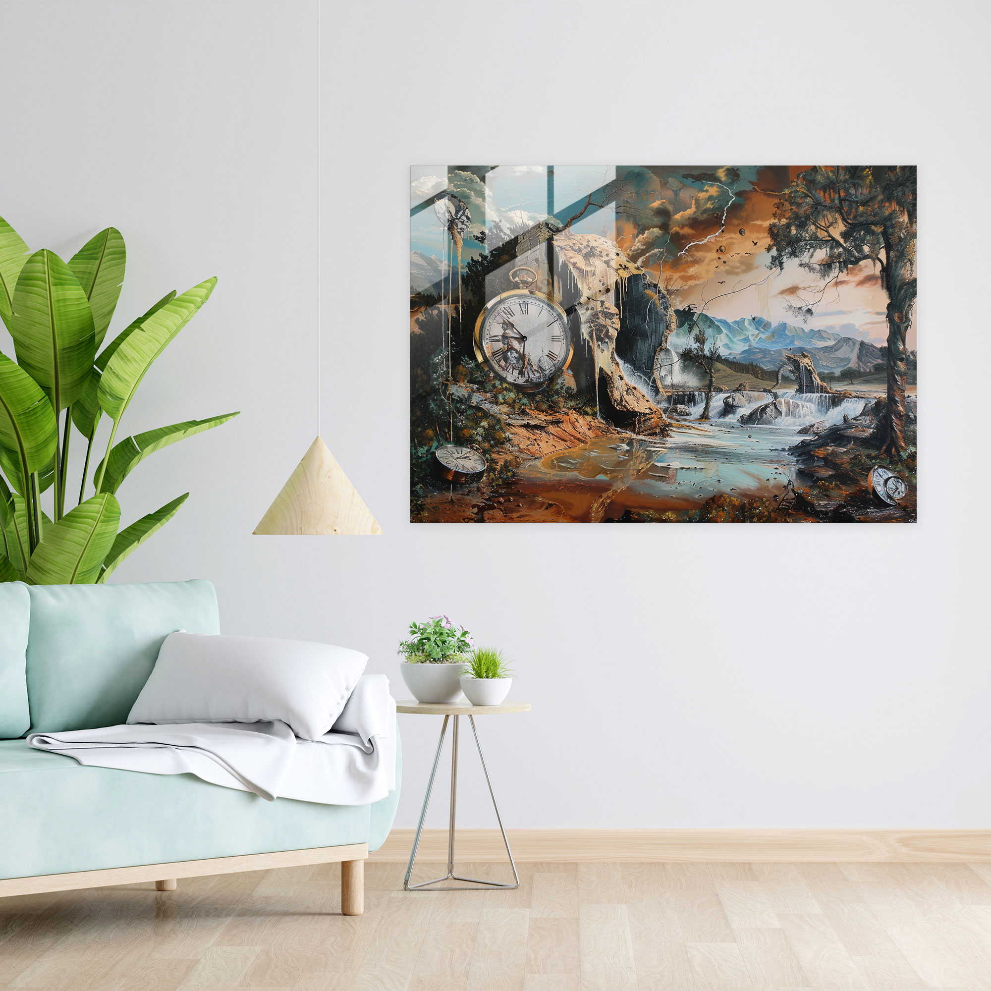 Salvador Dali Glass Print - Melting Clocks - Salvador Dali, Salvador Dali, Modern Art, Surrealism