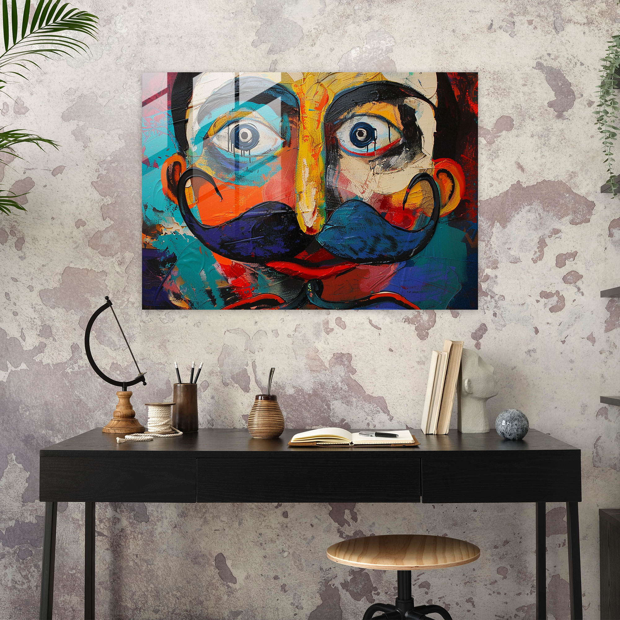 Salvador Dali Modern Art - Mustache Shapes - Salvador Dali, Glass Art, Modern Art, Wall Decoration