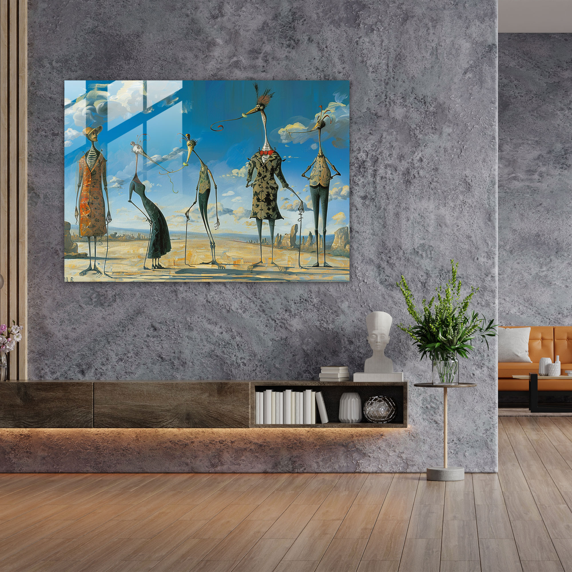 Salvador Dali Cam Tablo - Masalsı Figürler - Ev Dekorasyonu Cam Duvar Sanatı Modern Sanat