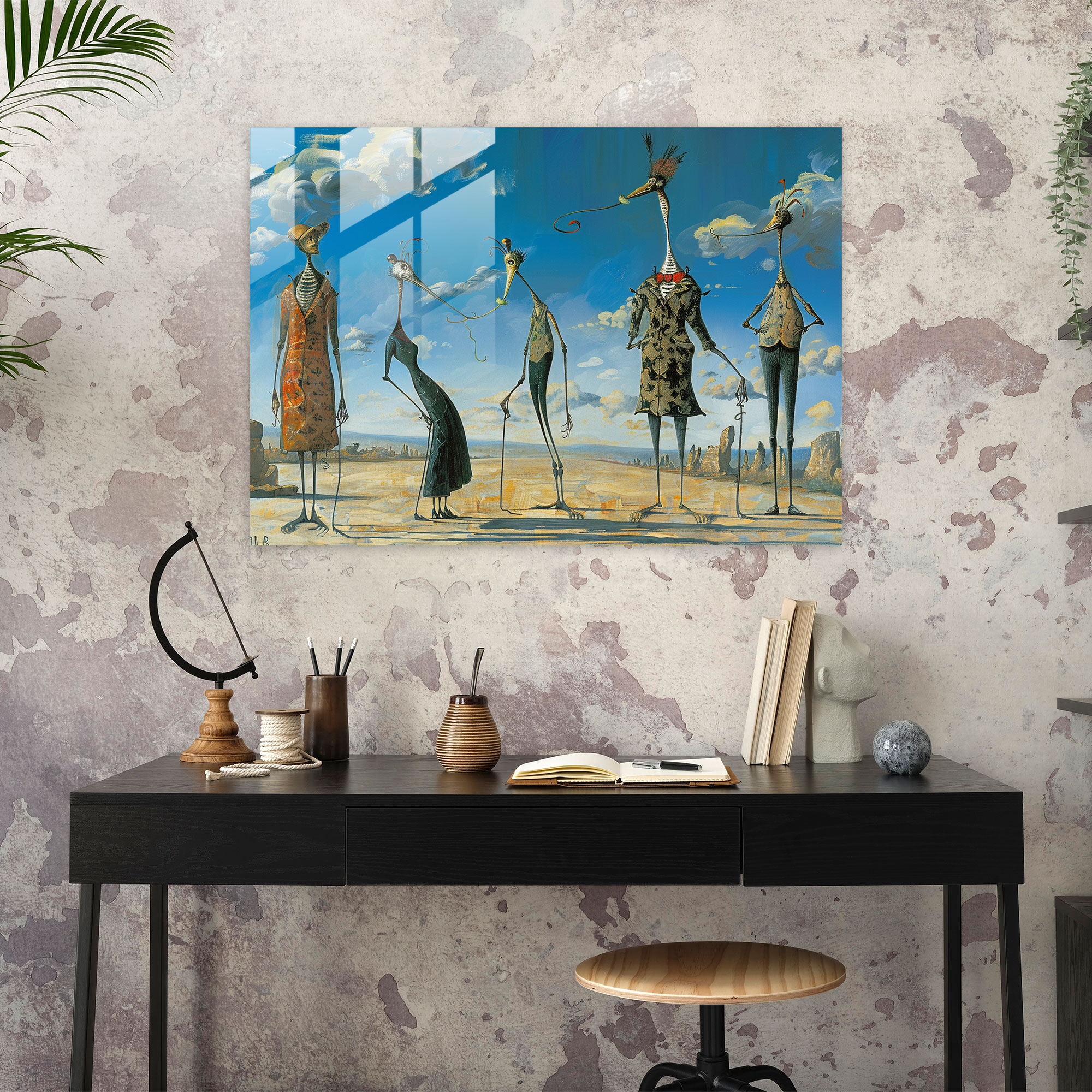Salvador Dali Cam Tablo - Masalsı Figürler - Ev Dekorasyonu Cam Duvar Sanatı Modern Sanat