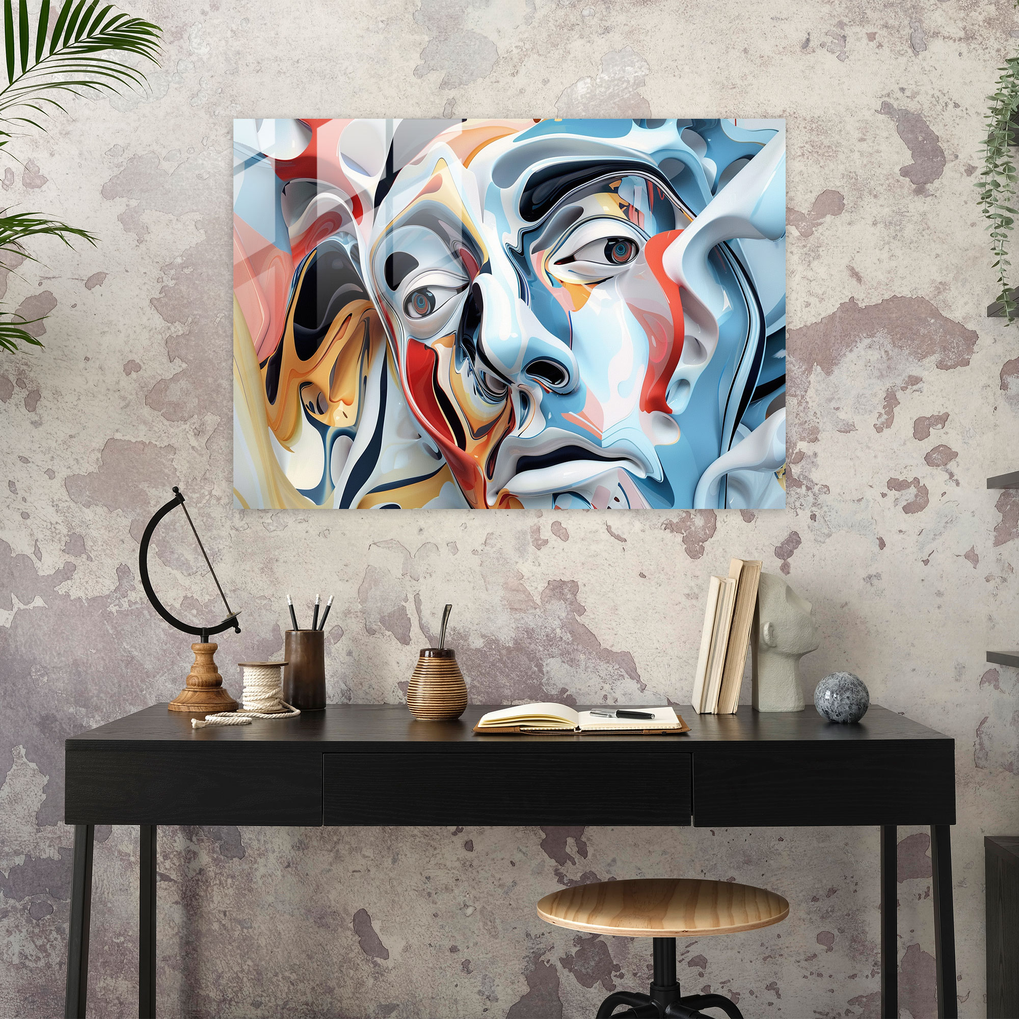Abstract Dali Inspired Glass Print - Salvador Dali, Wall Decoration, Glass Art, Glass Print