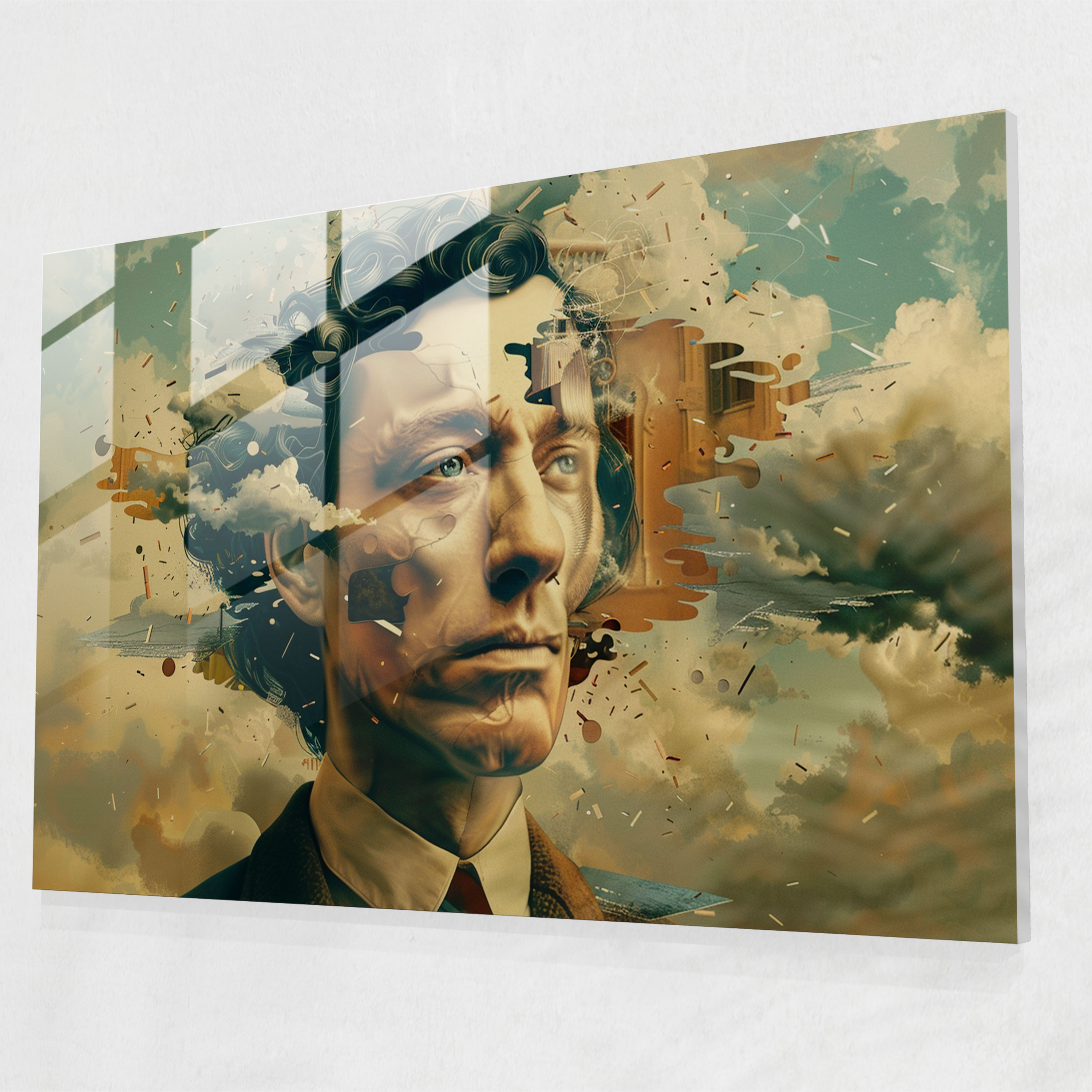 Surrealistic Dali Portrait Glass Print - Salvador Dali, Surrealism, Salvador Dali, Glass Art