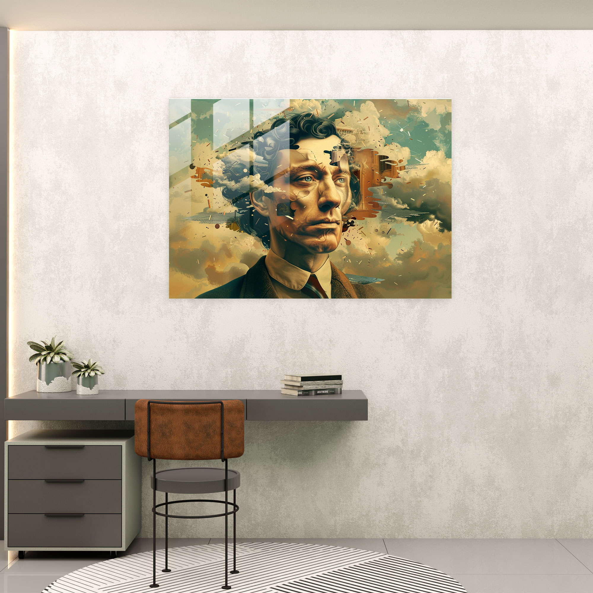 Surrealistic Dali Portrait Glass Print - Salvador Dali, Surrealism, Salvador Dali, Glass Art