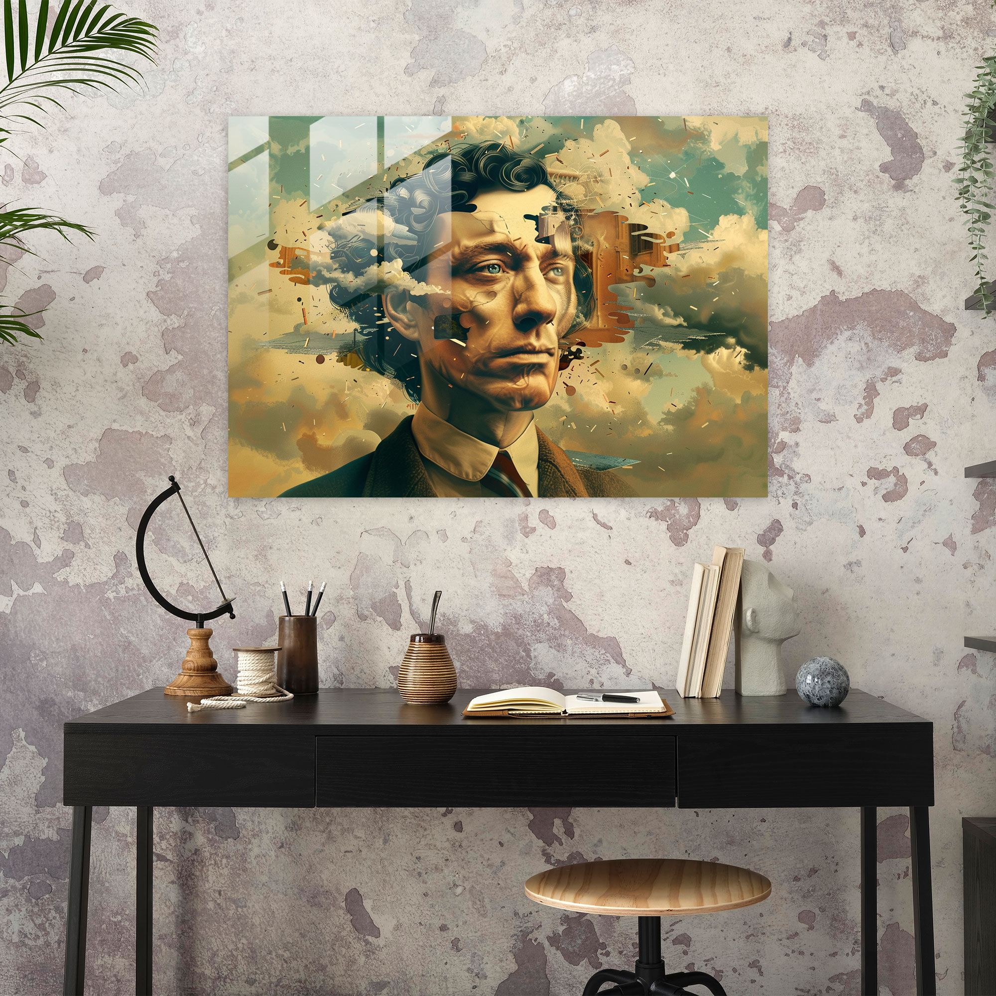 Surrealistic Dali Portrait Glass Print - Salvador Dali, Surrealism, Salvador Dali, Glass Art