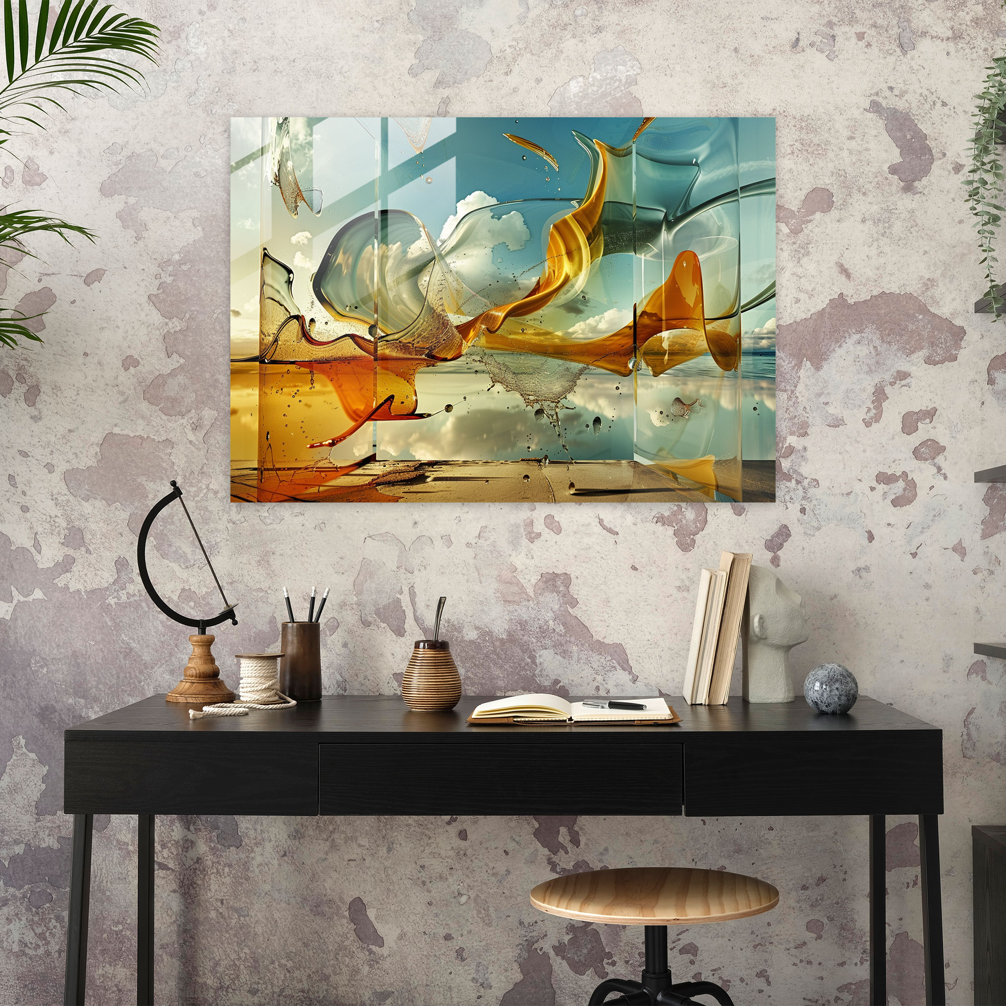 Dali Inspired Abstract Glass Print - Salvador Dali, Abstract Art, Glass Wall Art, Home Decoration