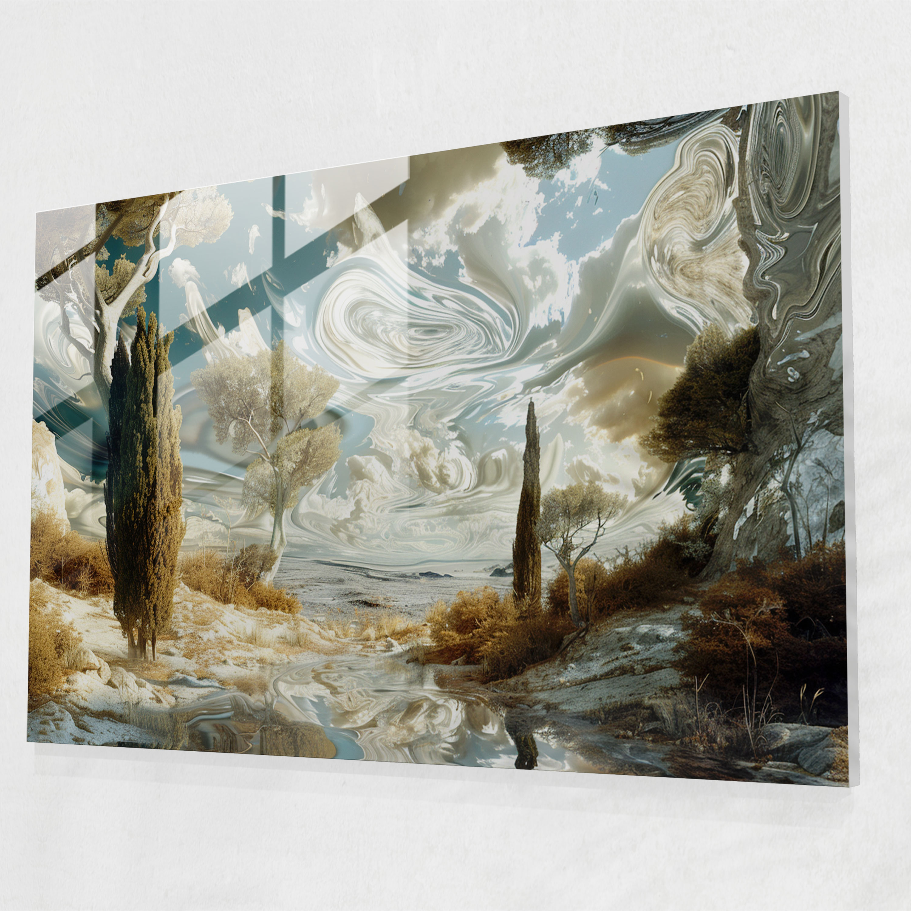 Surrealistic Dali Landscape Glass Wall Art - Salvador Dali, Glass Wall Art, Glass Art, Wall Decoration
