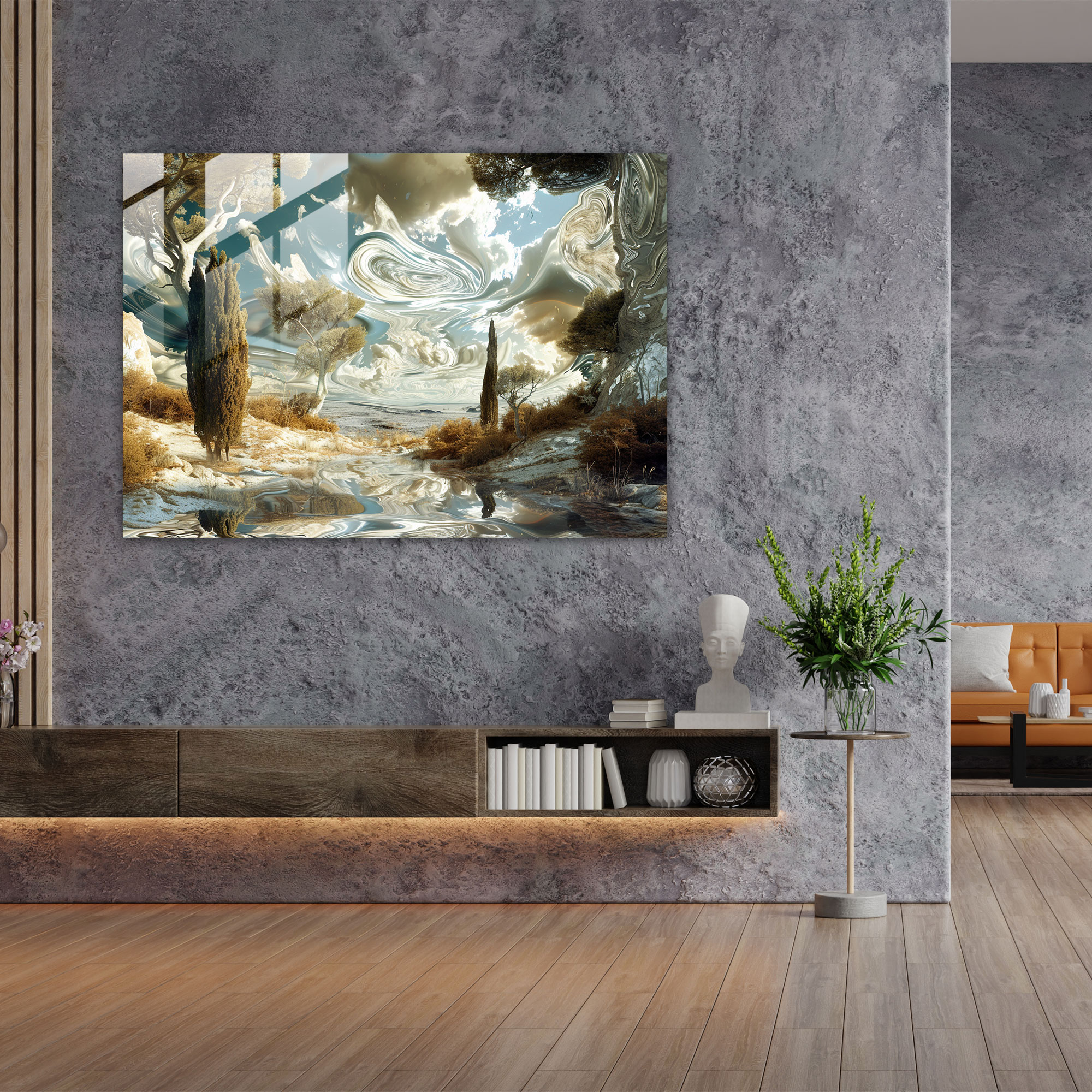 Surrealistic Dali Landscape Glass Wall Art - Salvador Dali, Glass Wall Art, Glass Art, Wall Decoration