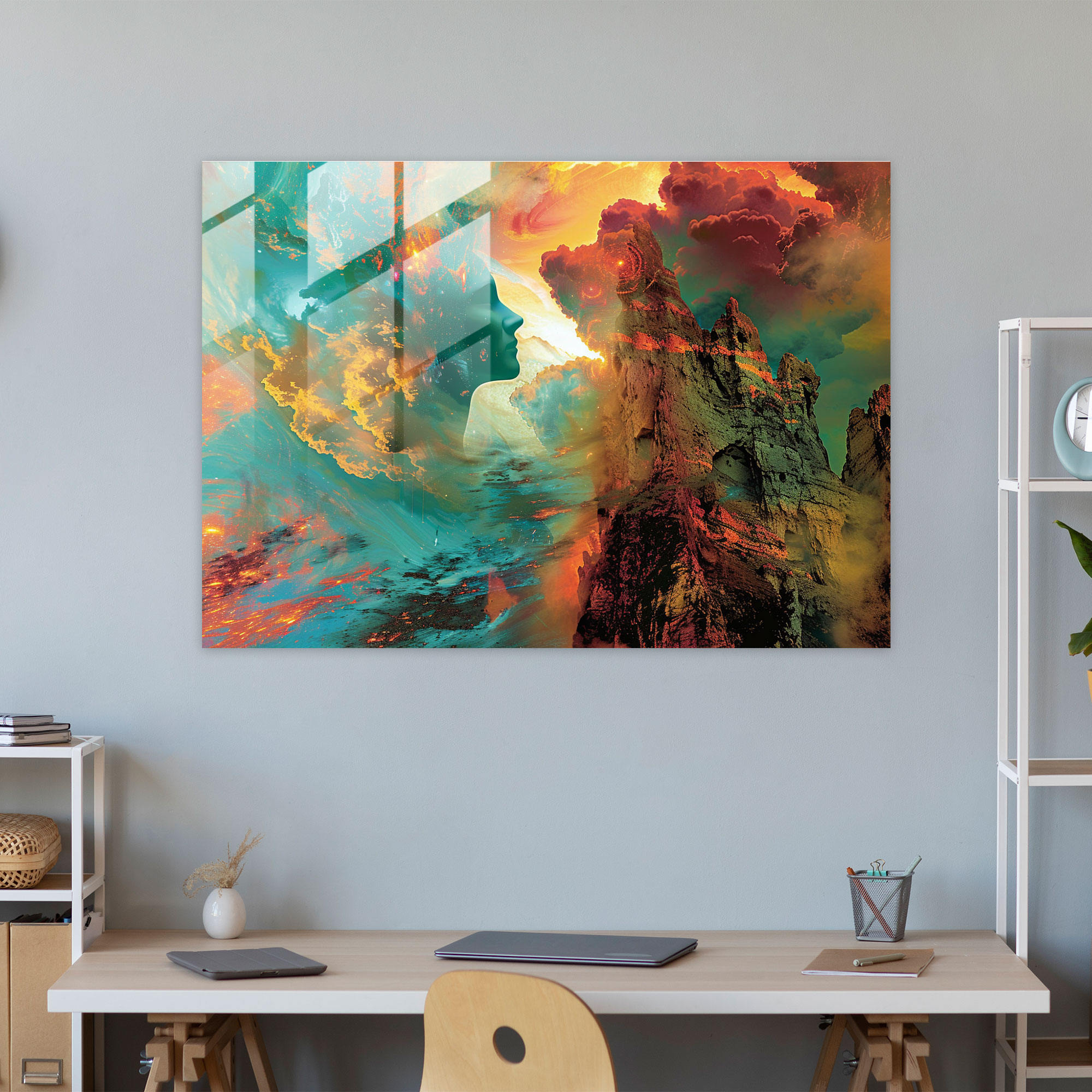 Ethereal Salvador Dali Glass Print - Salvador Dali, Cosmic Art, Home Decoration, Glass Print