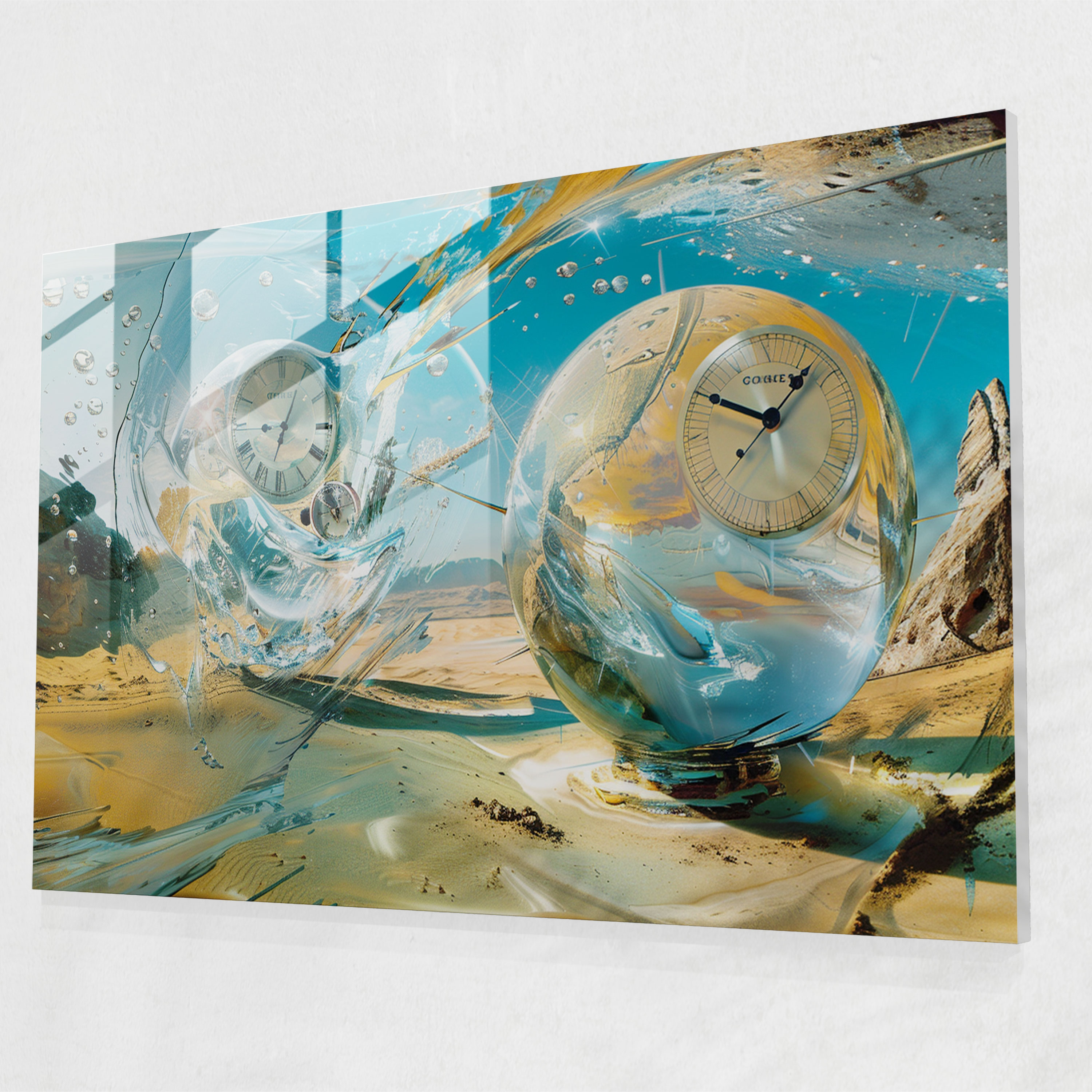Salvador Dali'nin Gerçeküstü Manzara Cam Tablosu - Gerçeküstü Manzara Cam Tablo Eriyen Saatler