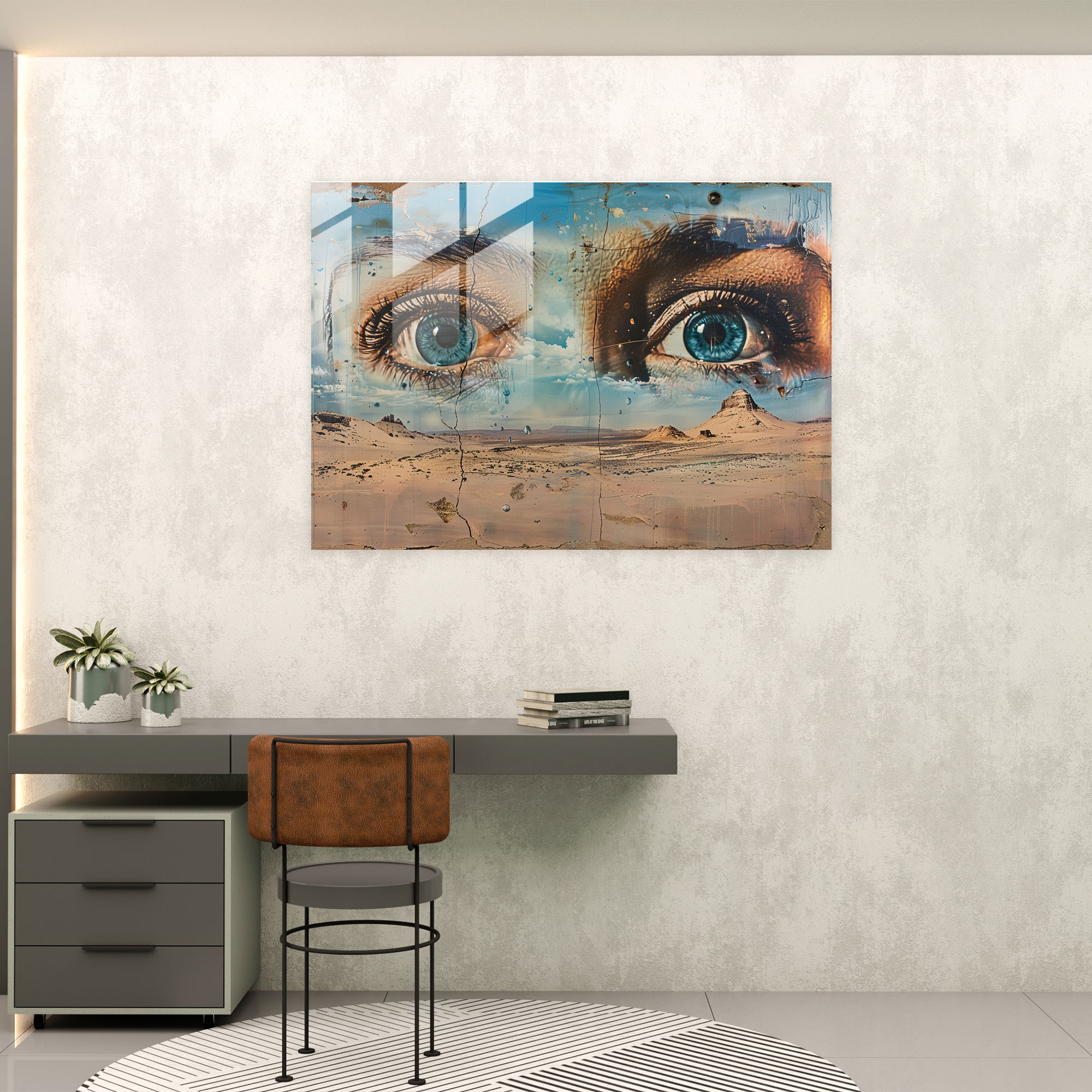 Salvador Dali Surrealist Eyes Glass Wall Art - Salvador Dali, Surrealism, Salvador Dali, Desert Landscape