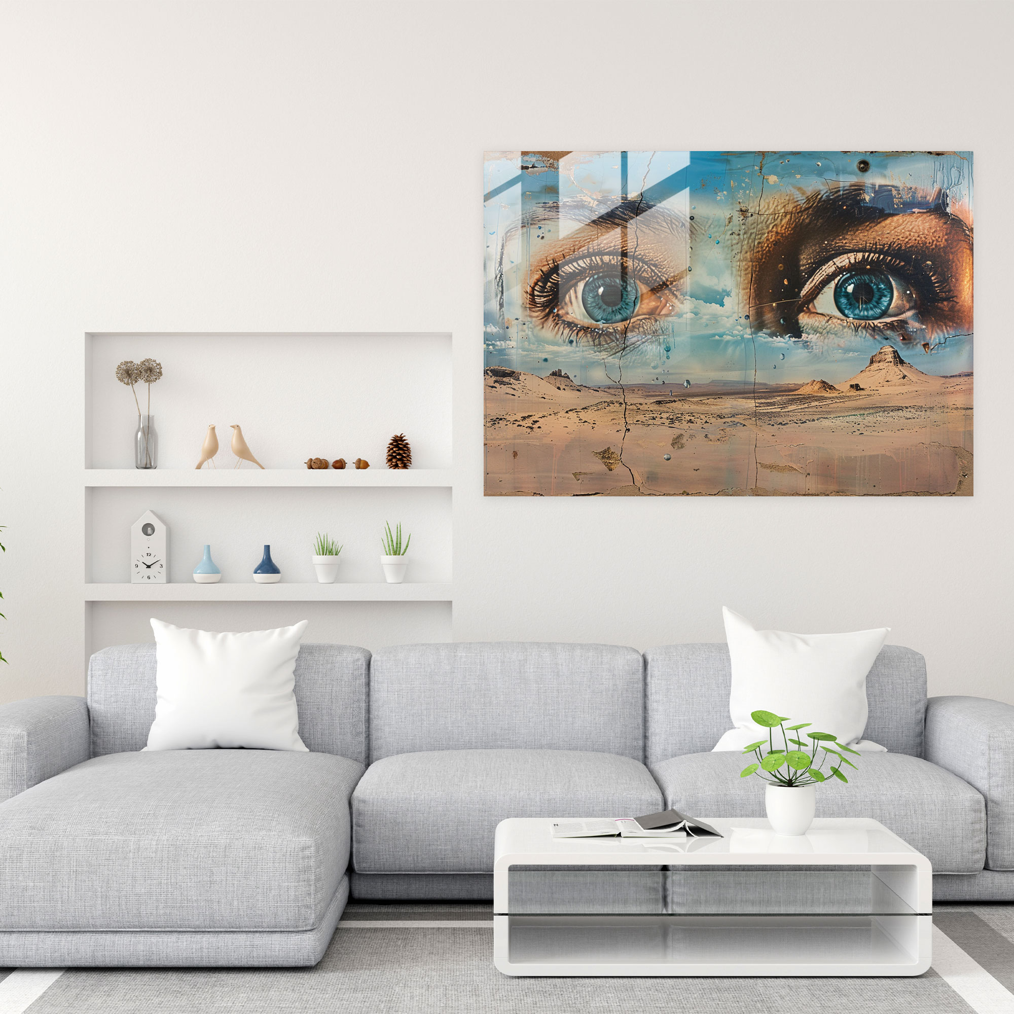 Salvador Dali Surrealist Eyes Glass Wall Art - Salvador Dali, Surrealism, Salvador Dali, Desert Landscape