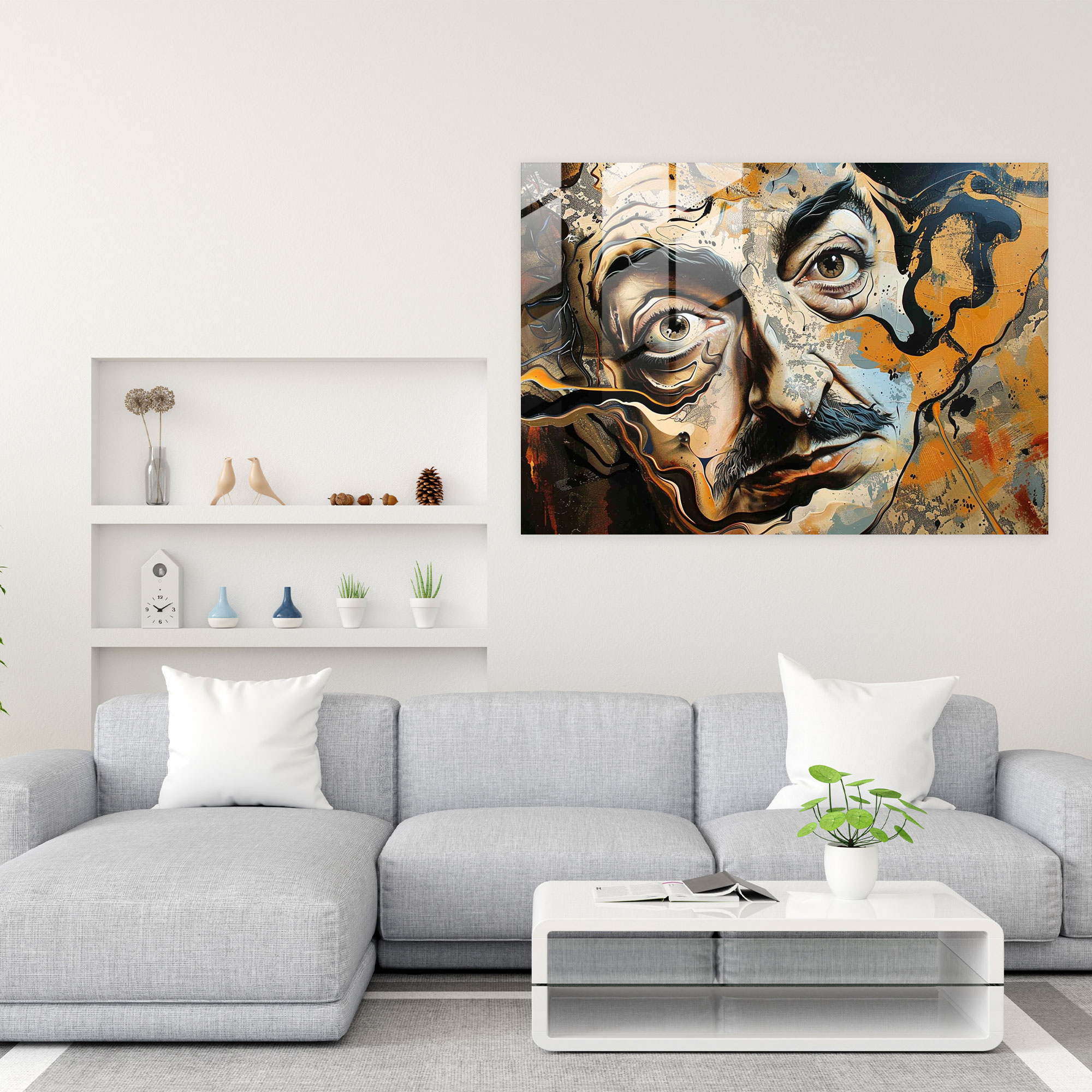Surreal Portrait Home Decoration - Salvador Dali, Glass Art, Modern Art, Wall Decoration