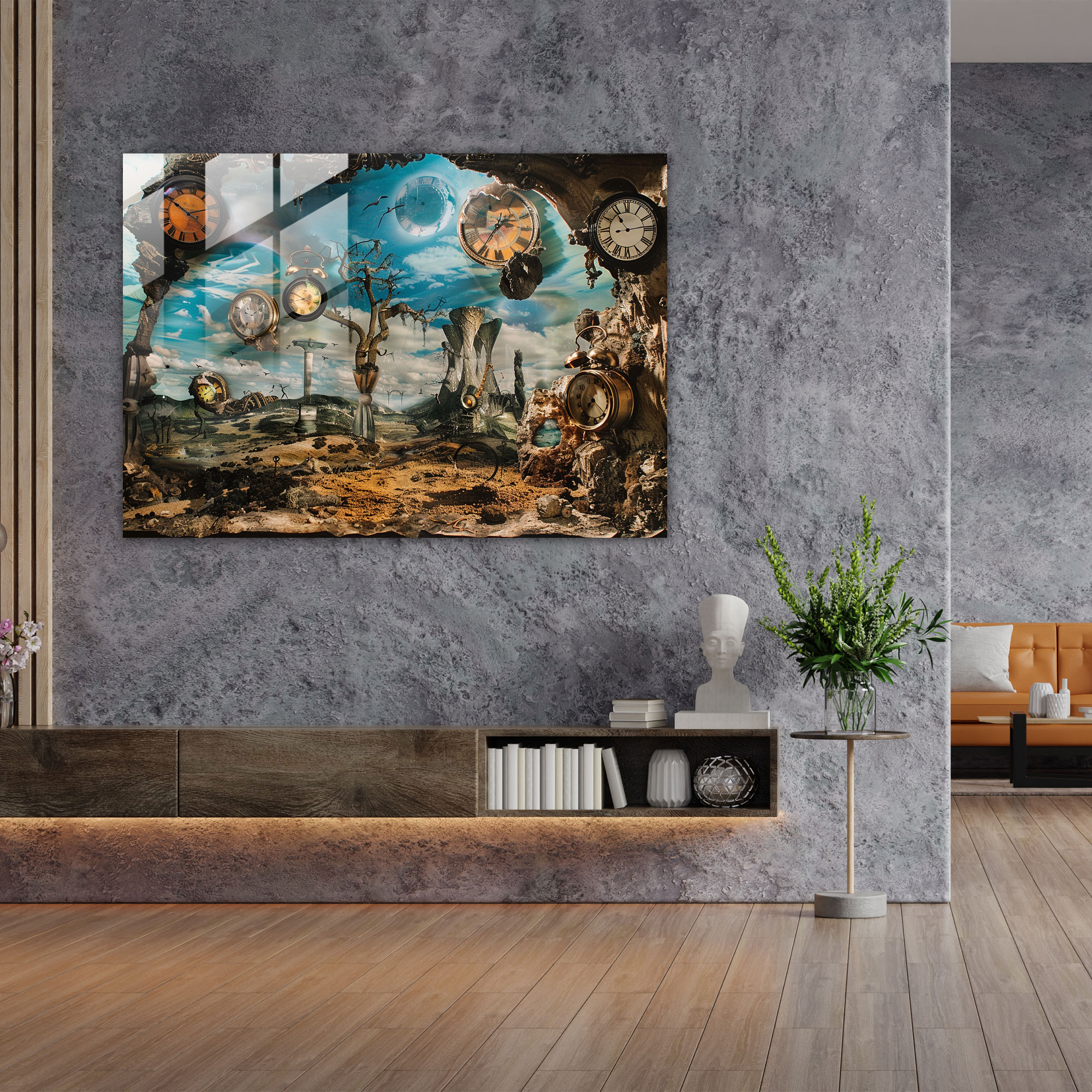 Sürreal Saatler ve Manzara Cam Sanatı - Salvador Dali Cam Sanatı Modern Sanat