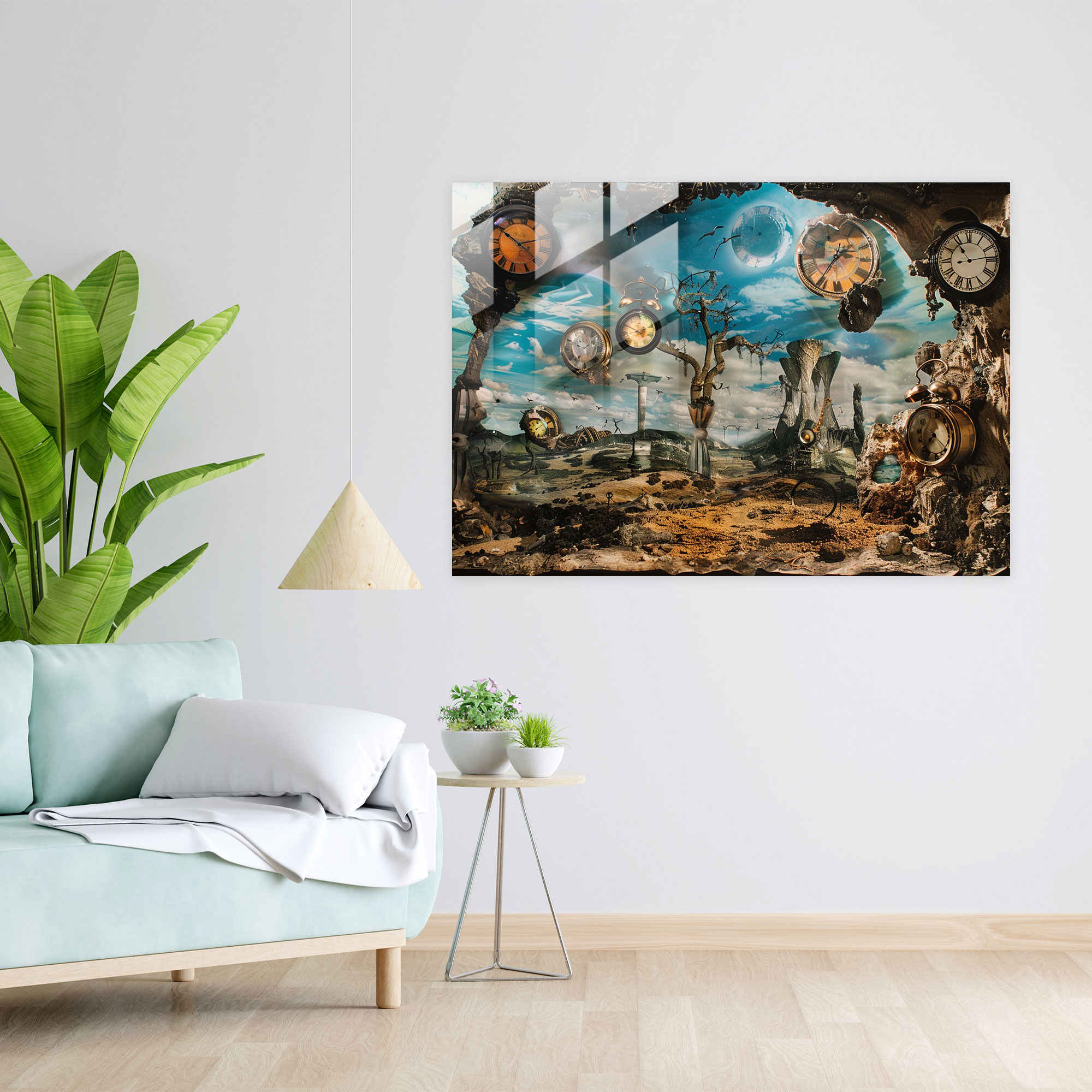 Sürreal Saatler ve Manzara Cam Sanatı - Salvador Dali Cam Sanatı Modern Sanat