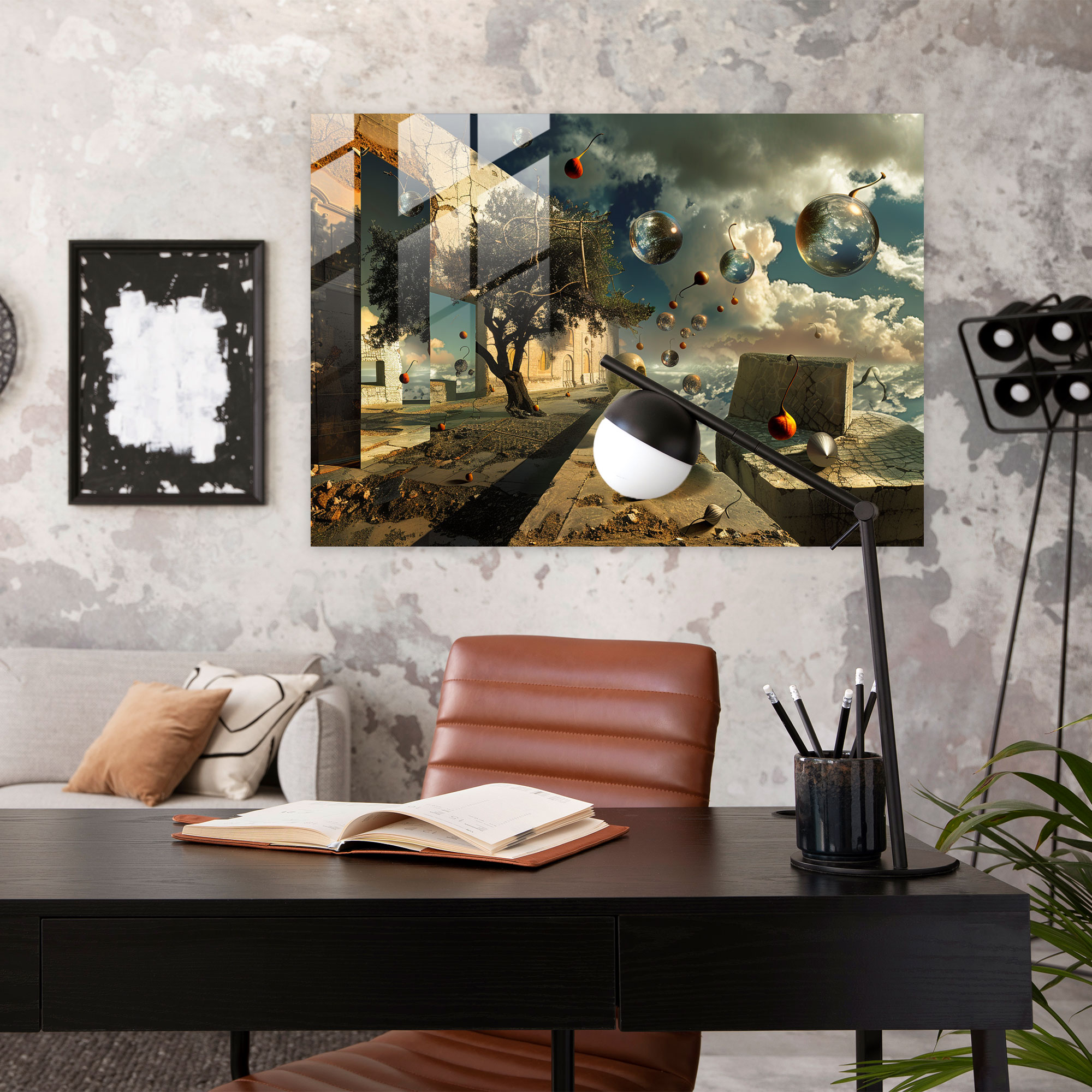 Surrealistic Floating Objects Glass Print - Salvador Dali, Glass Wall Art, Glass Print, Wall Decoration