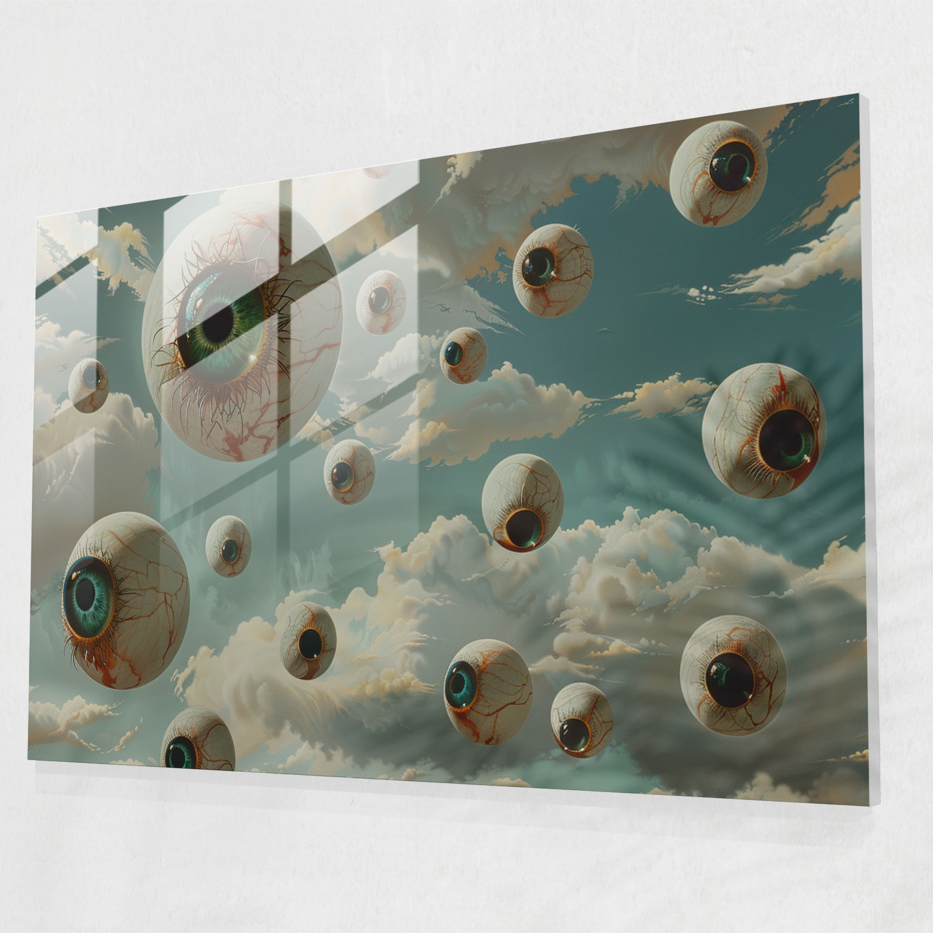 Salvador Dali Floating Eyeballs Glass Print - Salvador Dali, Glass Print, Home Decoration, Modern Art