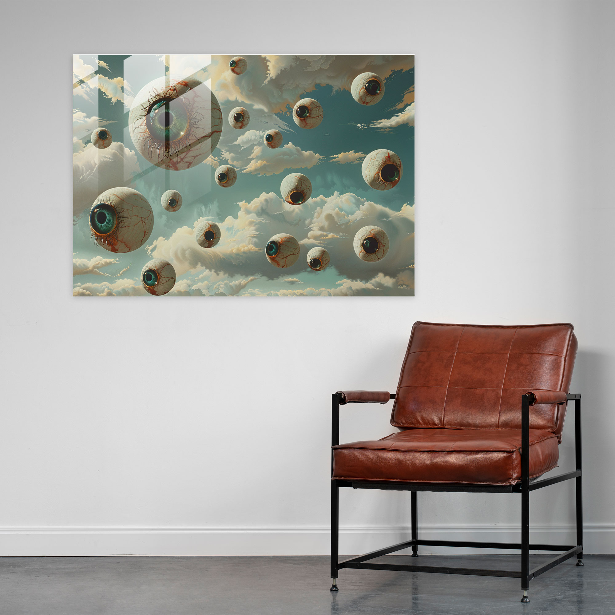 Salvador Dali Floating Eyeballs Glass Print - Salvador Dali, Glass Print, Home Decoration, Modern Art