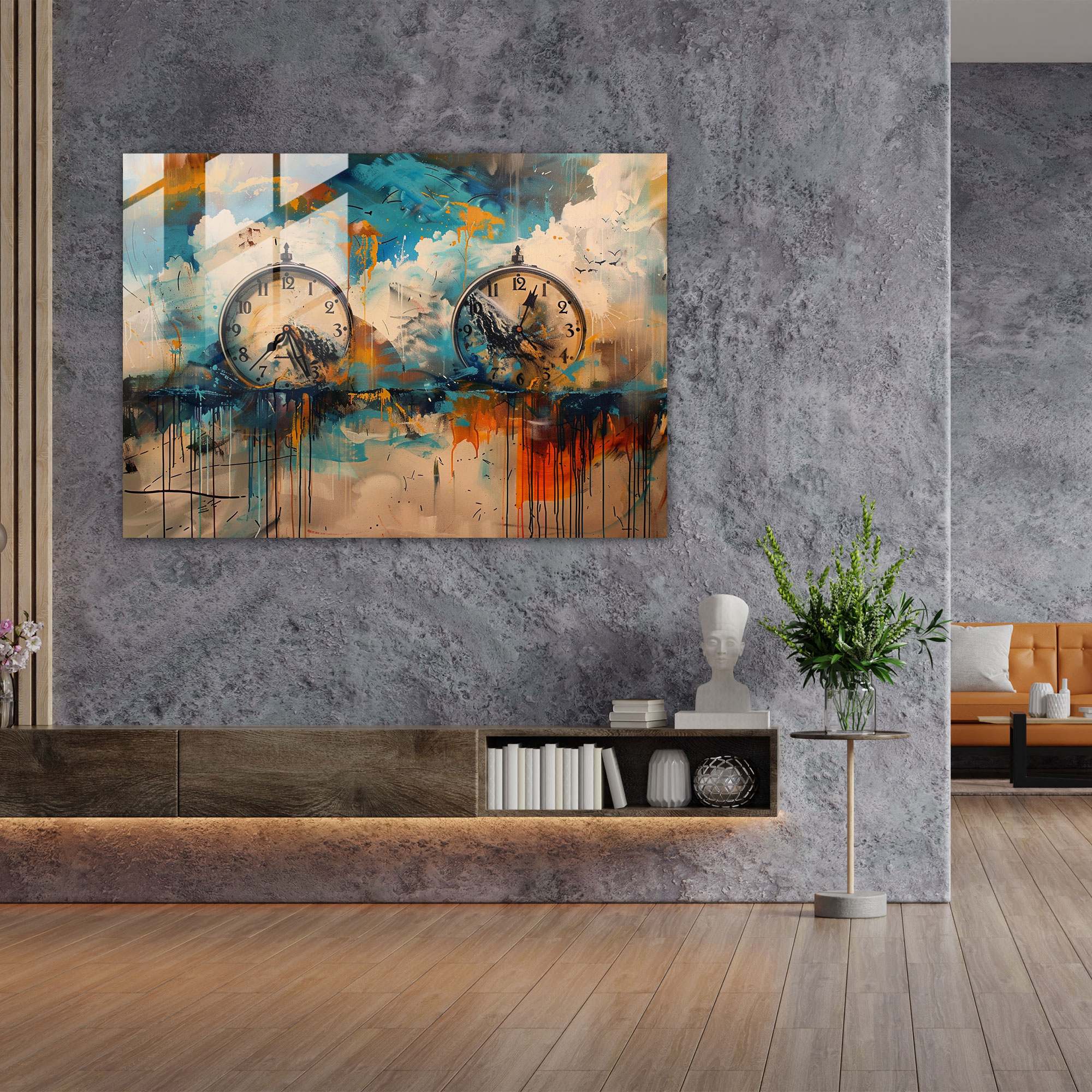 Salvador Dali Dripping Clock Faces Glass Print - Salvador Dali, Modern Art, Glass Wall Art, Home Decoration