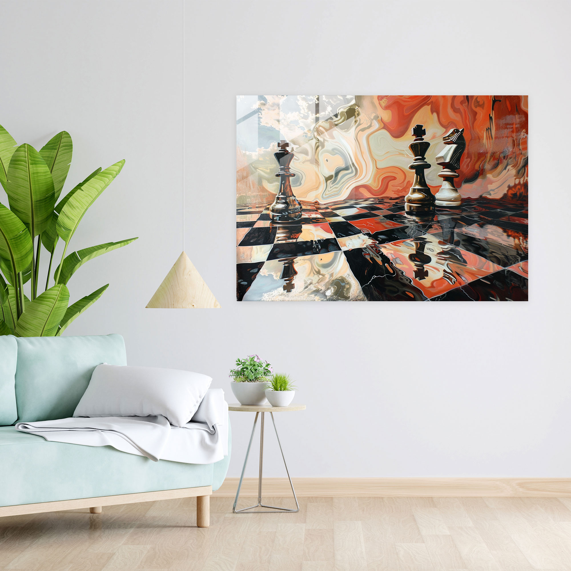 Salvador Dali Melting Chess Pieces Glass Print - Salvador Dali, Modern Art, Glass Wall Art, Surrealism